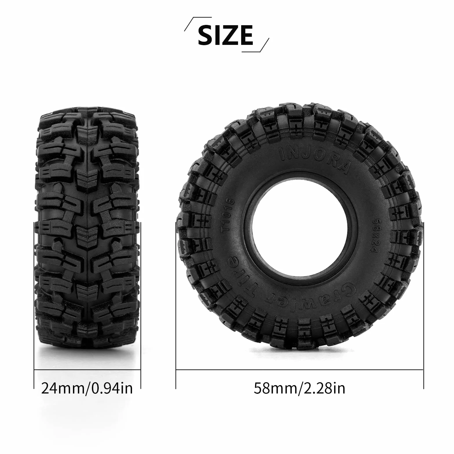 INJORA 1.0 Opony Koło- 58 * 24 mm Bagno Opony S5 do SCX24 AX24 TRX4M FCX24 1/24 1/18 RC Crawler Pojazd