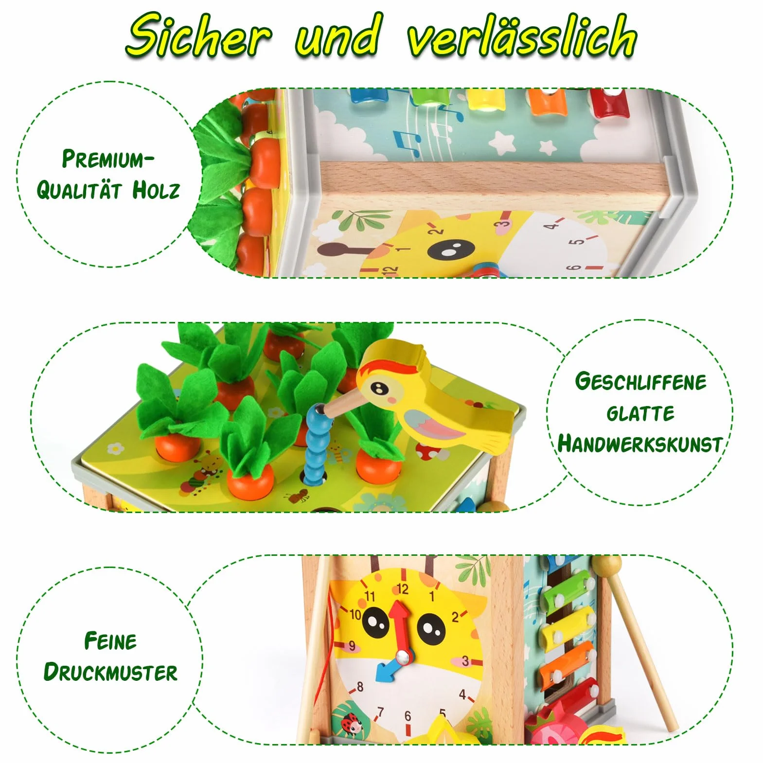 Kostka aktywności dla niemowląt 1 rok, 7 w 1 kostka, interaktywne gry dla niemowląt, drewniana zabawka sensoryczna, edukacyjna kostka aktywności, zabawka Montessori, prezent na Boże Narodzenie,
