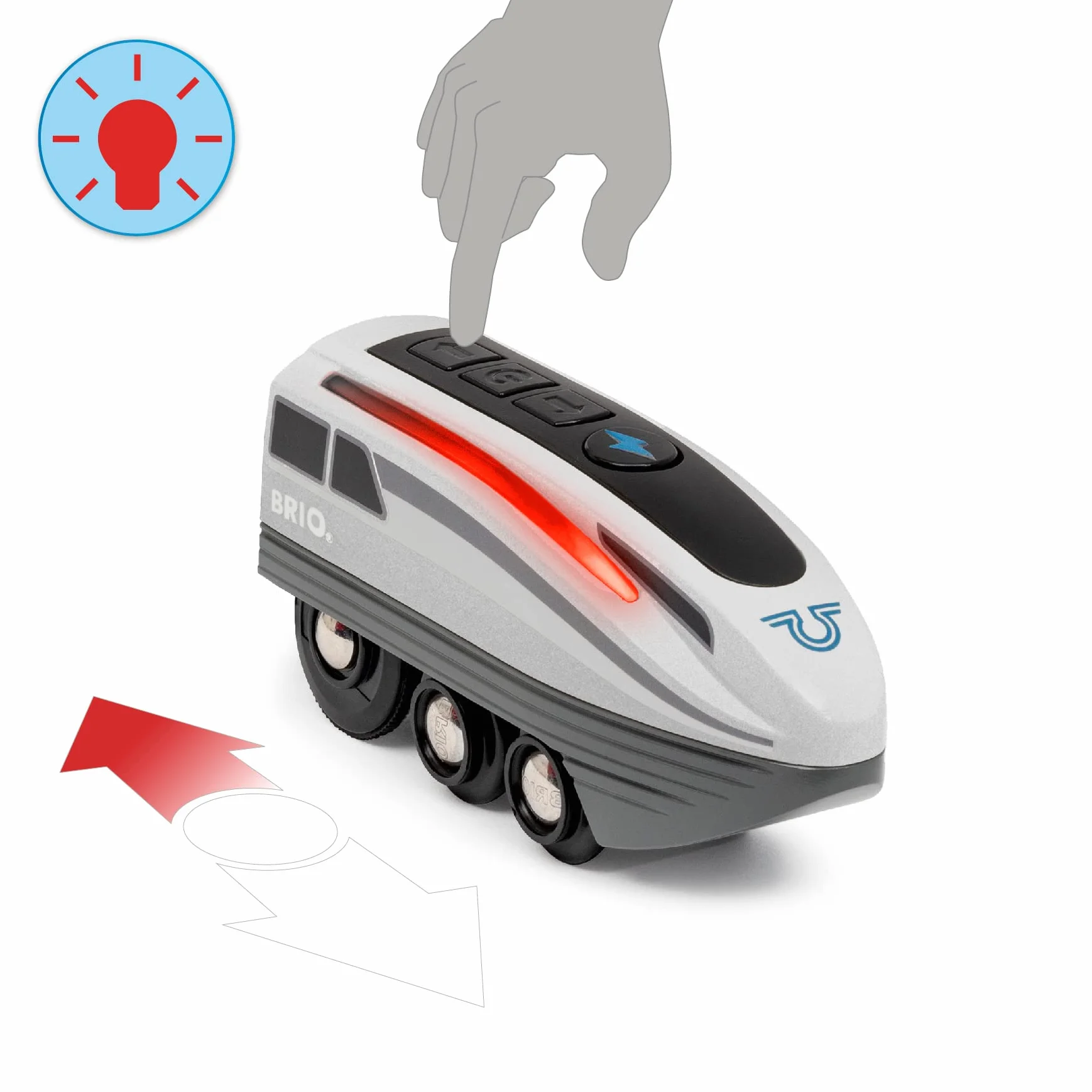 BRIO 36003 - Turbo Train - Pociąg zabawkowy na baterie dla dzieci w wieku 3 lat i starszych, niebieski, biały