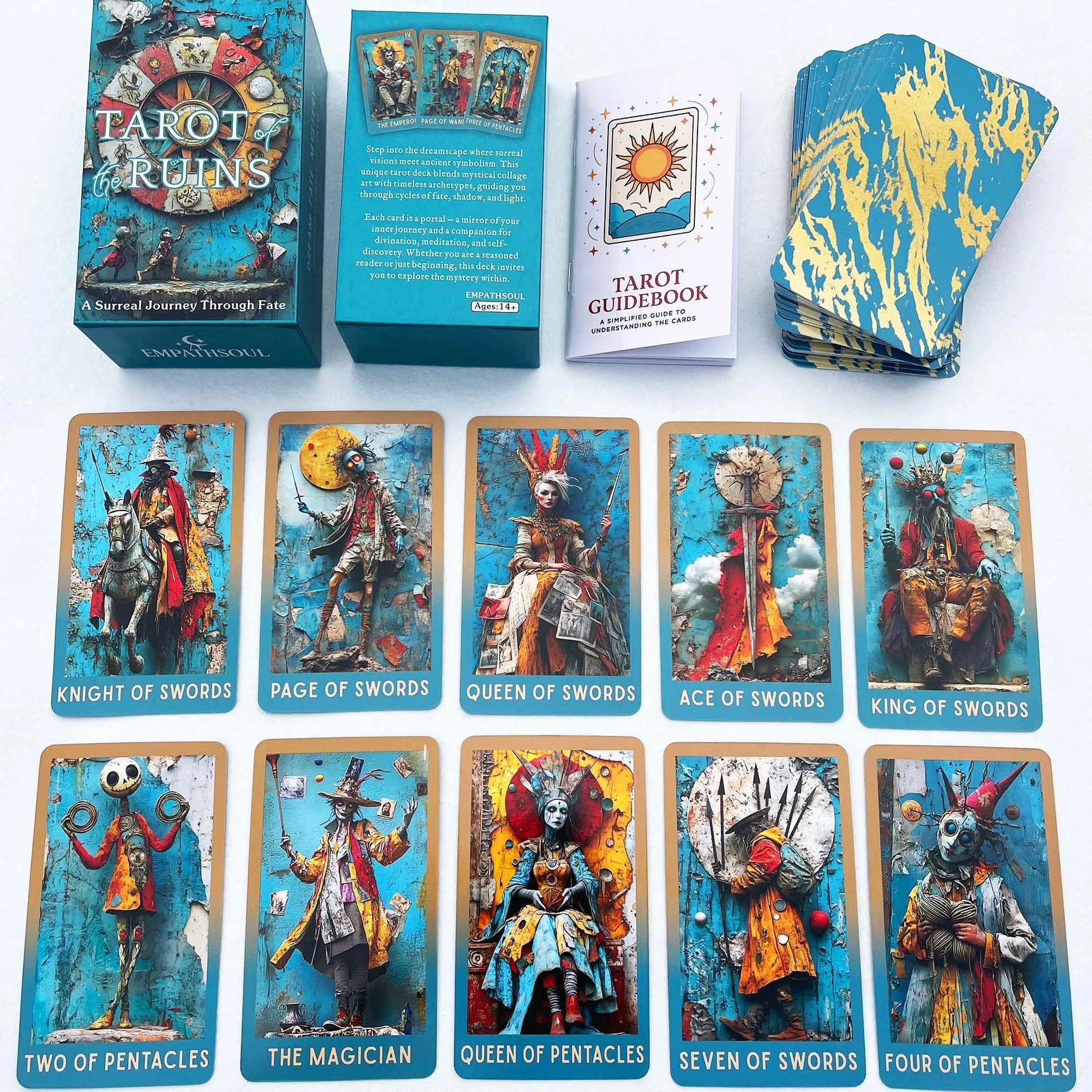 Tarot Ruin, 78 surrealistycznych kart tarota z archeiczna rzeźbą, IntuitionTarot dla początkujących i doświadczonych czytelników, unikalne karty tarota z przewodnikiem