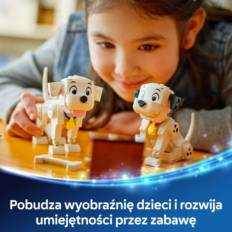 LEGO ǀ Disney Classic 101 dalmatyńczyków — Szczeniaczki Szczęściarz i Penny, zabawka konstrukcyjna, pomysł na prezent dla 6-latki, dziewczynki i chłopca, fanów klasycznych filmów i piesków 43271