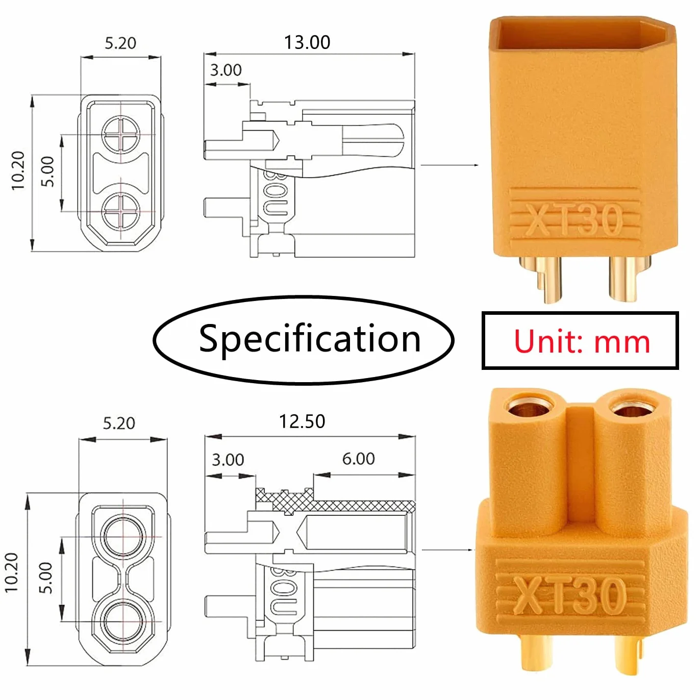 HUAZIZ 15 par XT30 Connector XT30 męski żeński wtyk wysokiego prądu do akumulatora RC Lipo