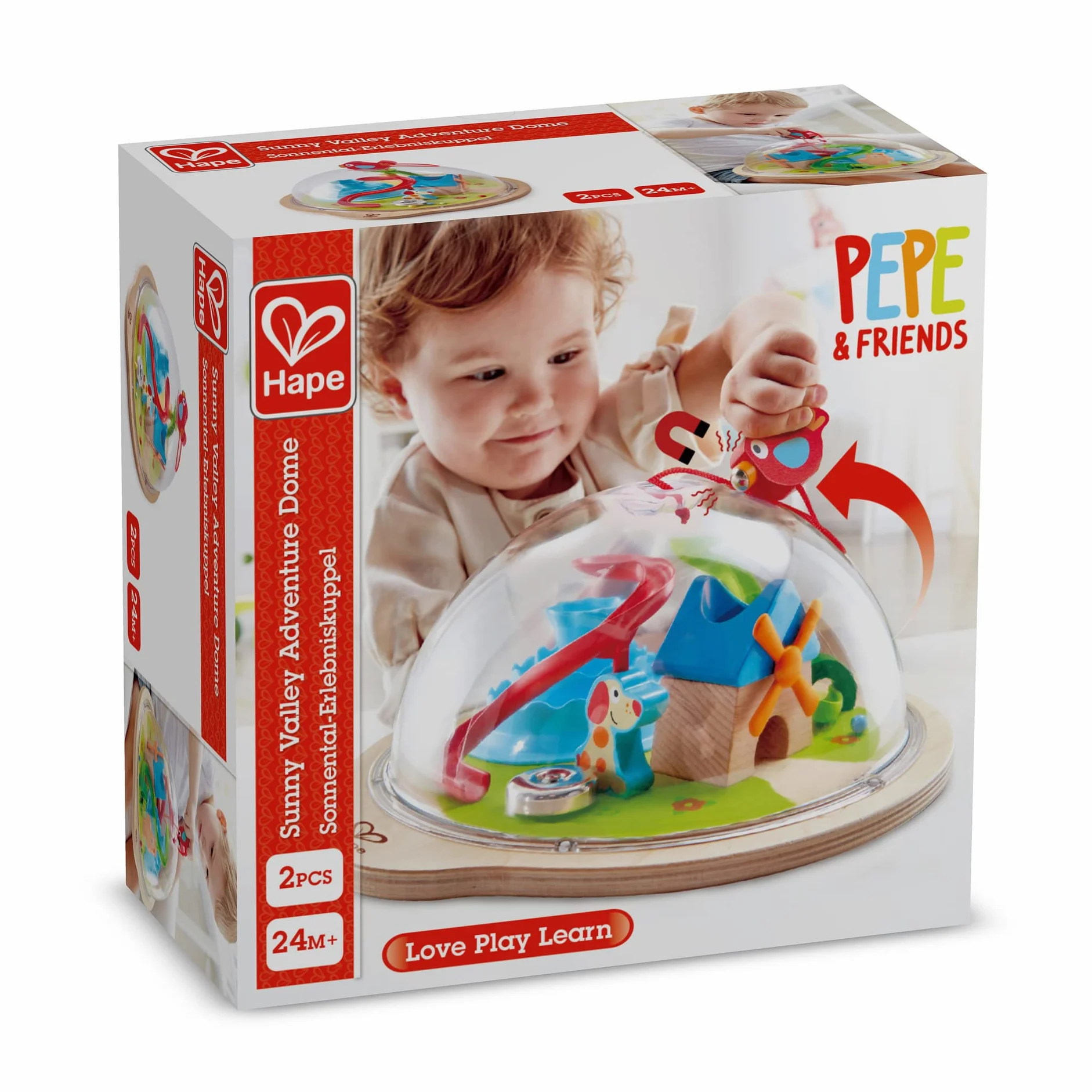 Hape Lilys kopuła przygody firmy Hape | zabawka 3D z magnetycznym labiryntem, kopuła przeżyć dla dzieci z różnymi postaciami i akcesoriami