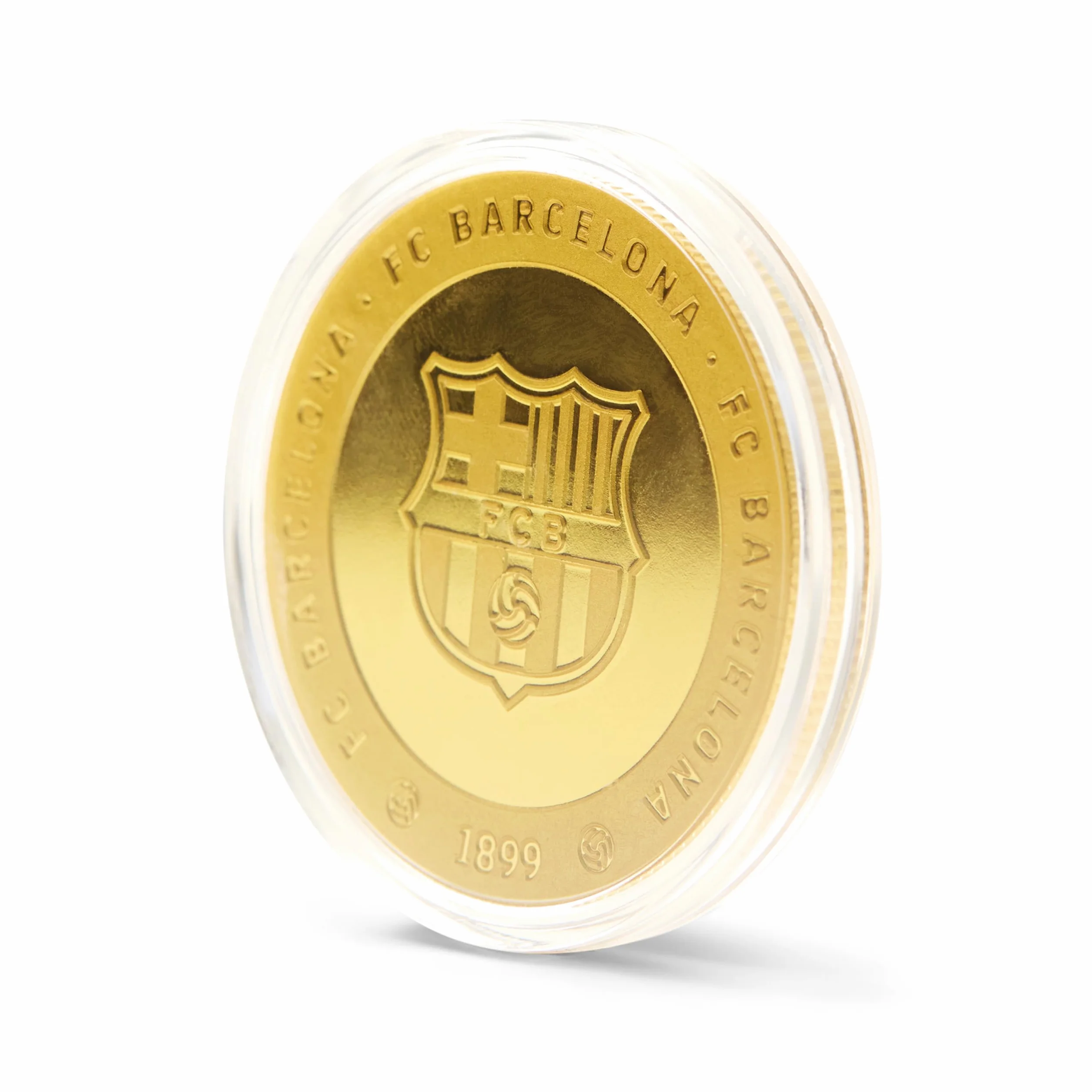 FC Barcelona Oficjalna Moneta Kolekcjonerska 2025-26, Złote Wykończenie, 40 mm, Grawer Stadionowy Spotify Camp Nou