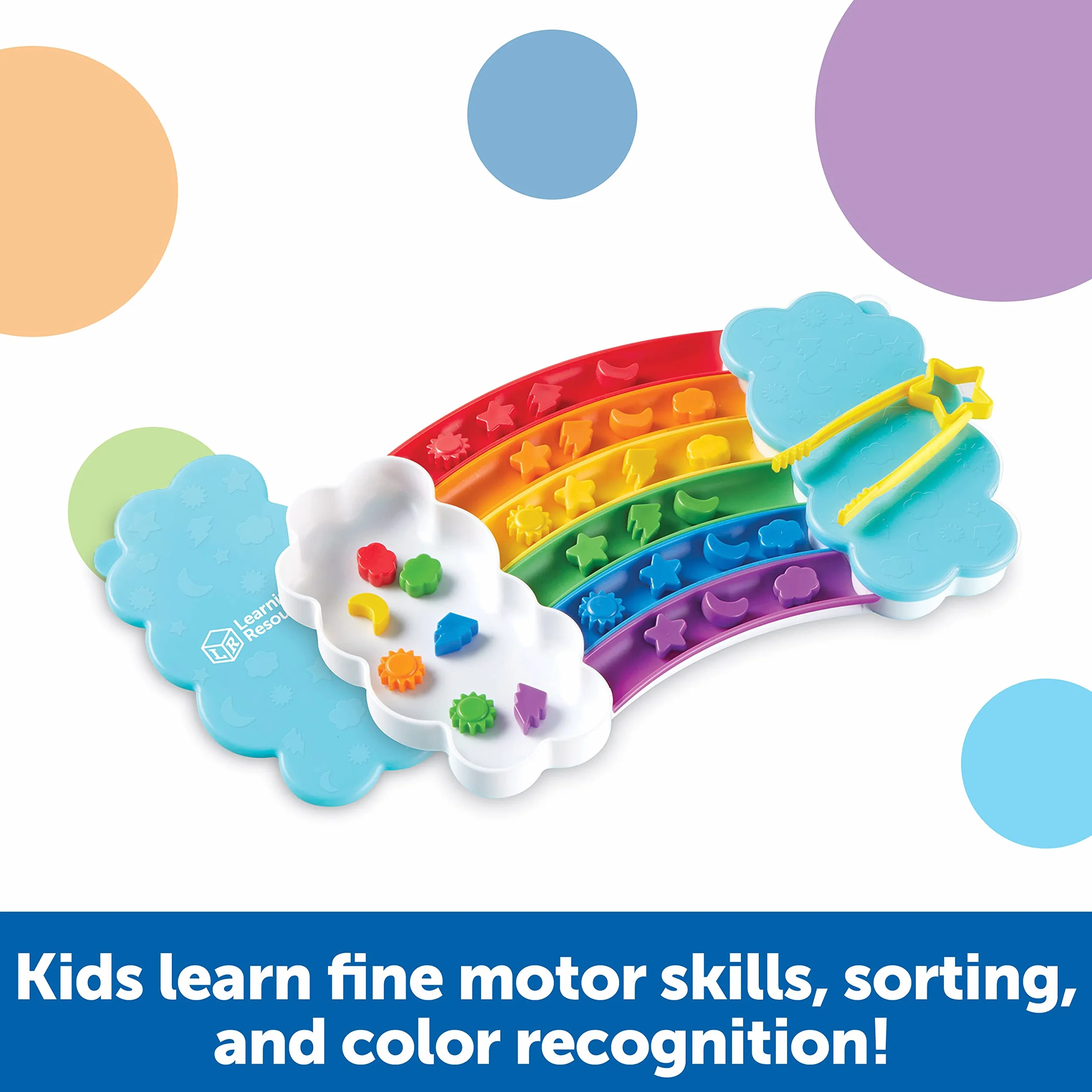 Learning Resources Tęczowy Zestaw do Sortowania, 37 elementów, Umiejętności z zakresu motoryki małej, Sortowanie, Tworzenie wzorów, Umiejętności dodawania, Zabawki edukacyjne dla małych dzieci