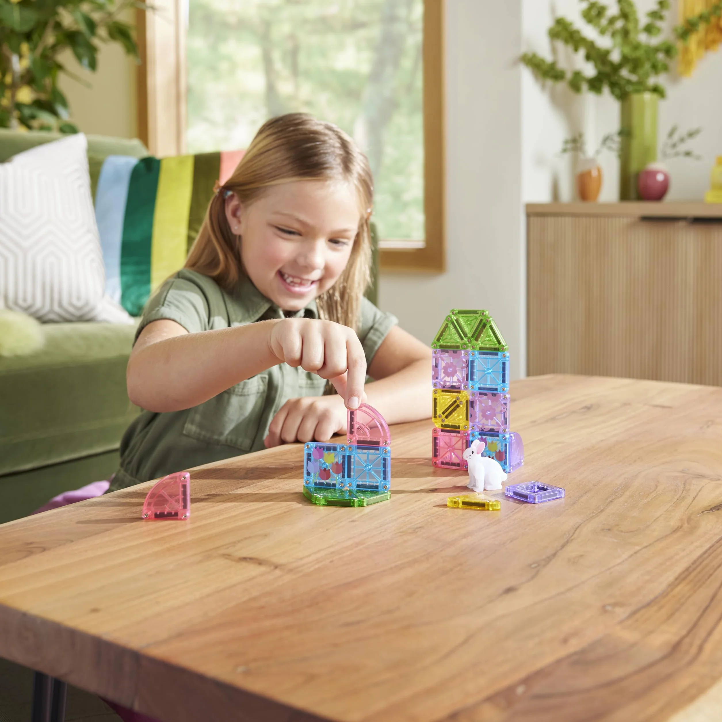 Magna-Tiles microMAGS 24-częściowy wiosenny zestaw podróżny do ogrodu, oryginalna marka magnetyczna