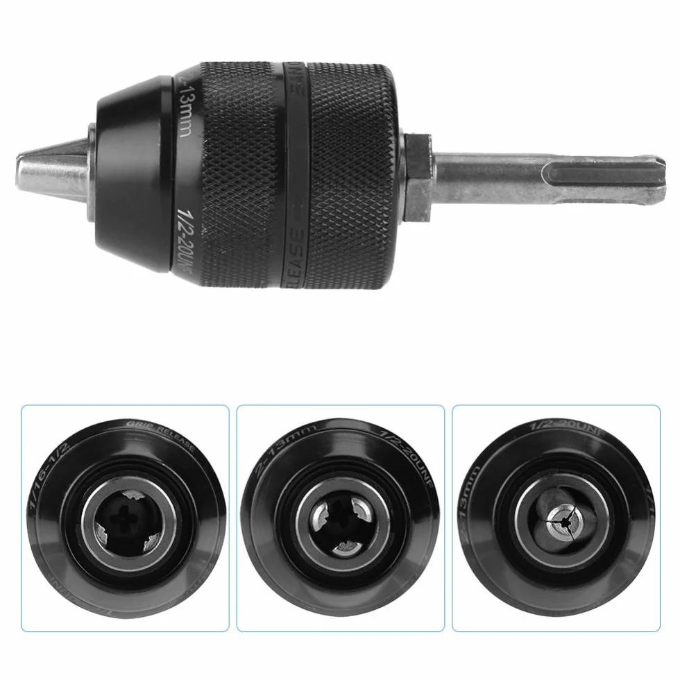 SDS, profesjonalny solidny adapter uchwytu wiertniczego 2-13 mm, bezkluczykowy konwerter uchwytu wiertniczego z akcesoriami adaptera SDS