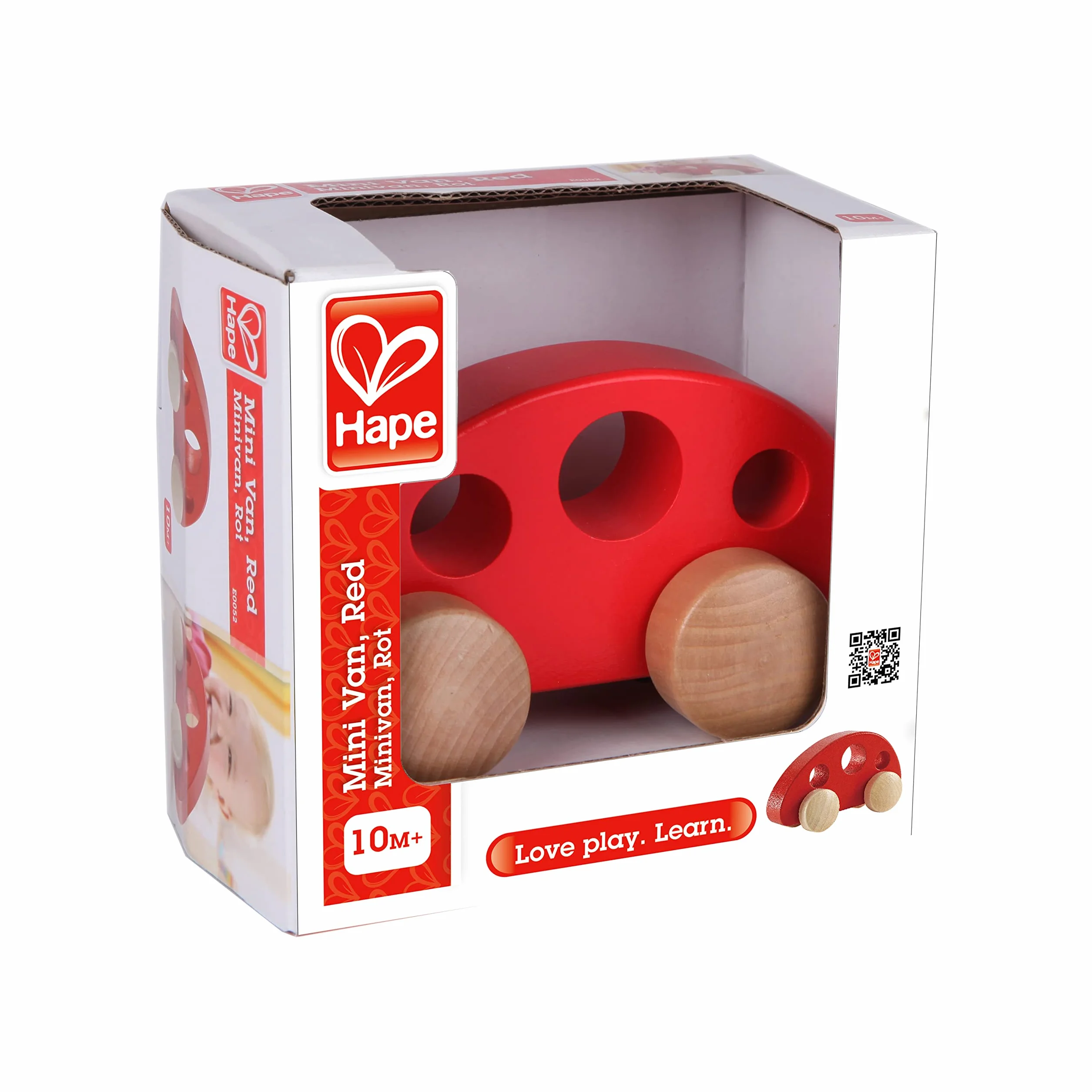 Hape E0052 Mini Van - Mini Van - Wooden Push and Pull Along Toy - Suitable for 10 months and up