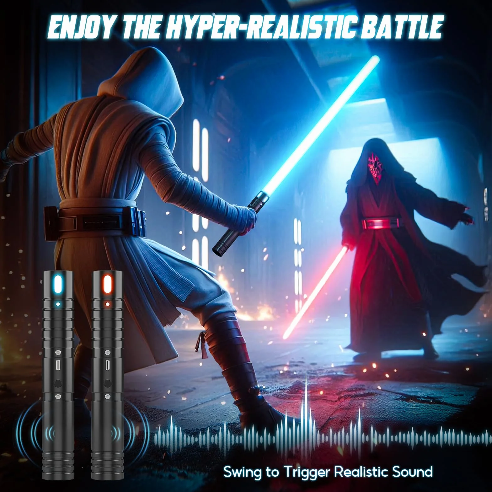Miecz świetlny Star Wars, ulepszony miecz świetlny RGB 15 kolorów, ładowany przez USB z metalowym uchwytem, z trybem dźwięków, laserowy miecz zabawka dla dzieci i dorosłych, prezenty na imprezę