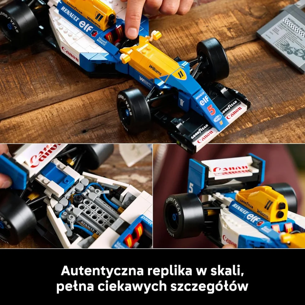 LEGO Icons Williams Racing FW14B i Nigel Mansell, Zestaw dla Dorosłych, Model Samochodu Ferrari, Kolekcjonerski Bolid F1, Dekoracje do Domu i Biura, Pomysł na Prezent dla Mężczyzn i Kobiet 10353