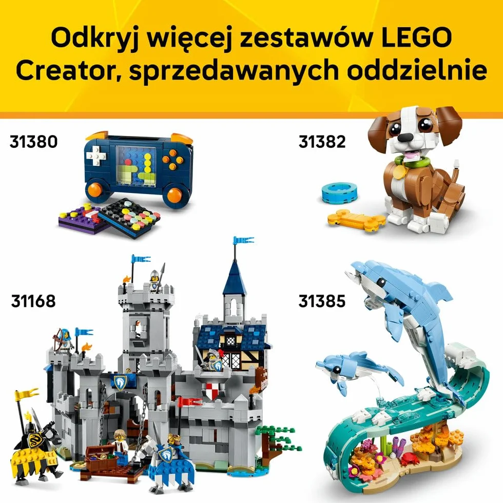 LEGO Creator 3 w 1 Groźny dinozaur, trzy opcje budowania: welociraptor, stegozaur lub pterozaur, zabawka konstrukcyjna dla chłopca i dziewczynki, prezent dla dzieci w wieku od 8 lat 31379