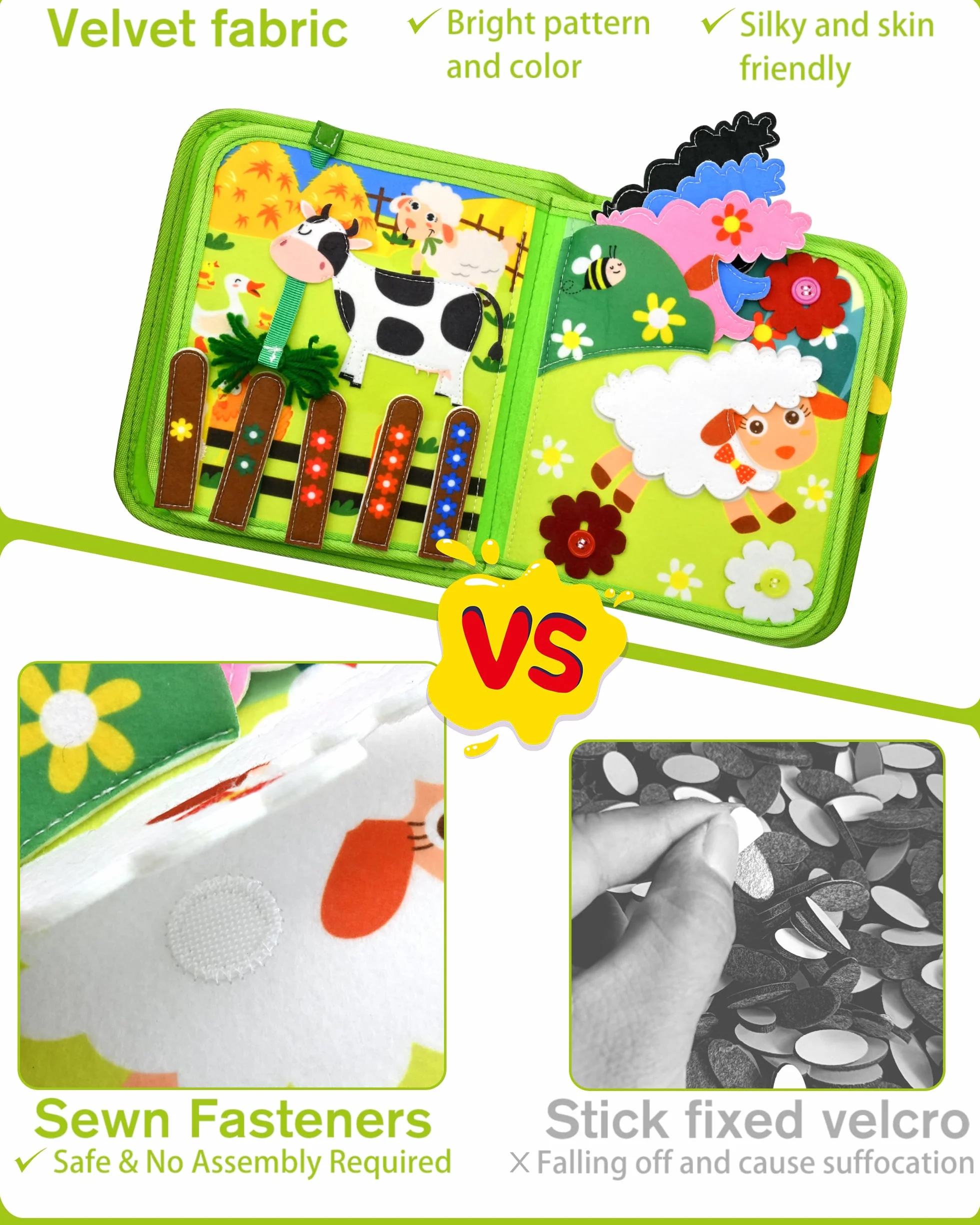 Busy Board Montessori 20 w 1 Quiet Book Activity Board Farma z miękkiego filcu Edukacyjna Zabawka dla Dzieci od 1 2 3 lat