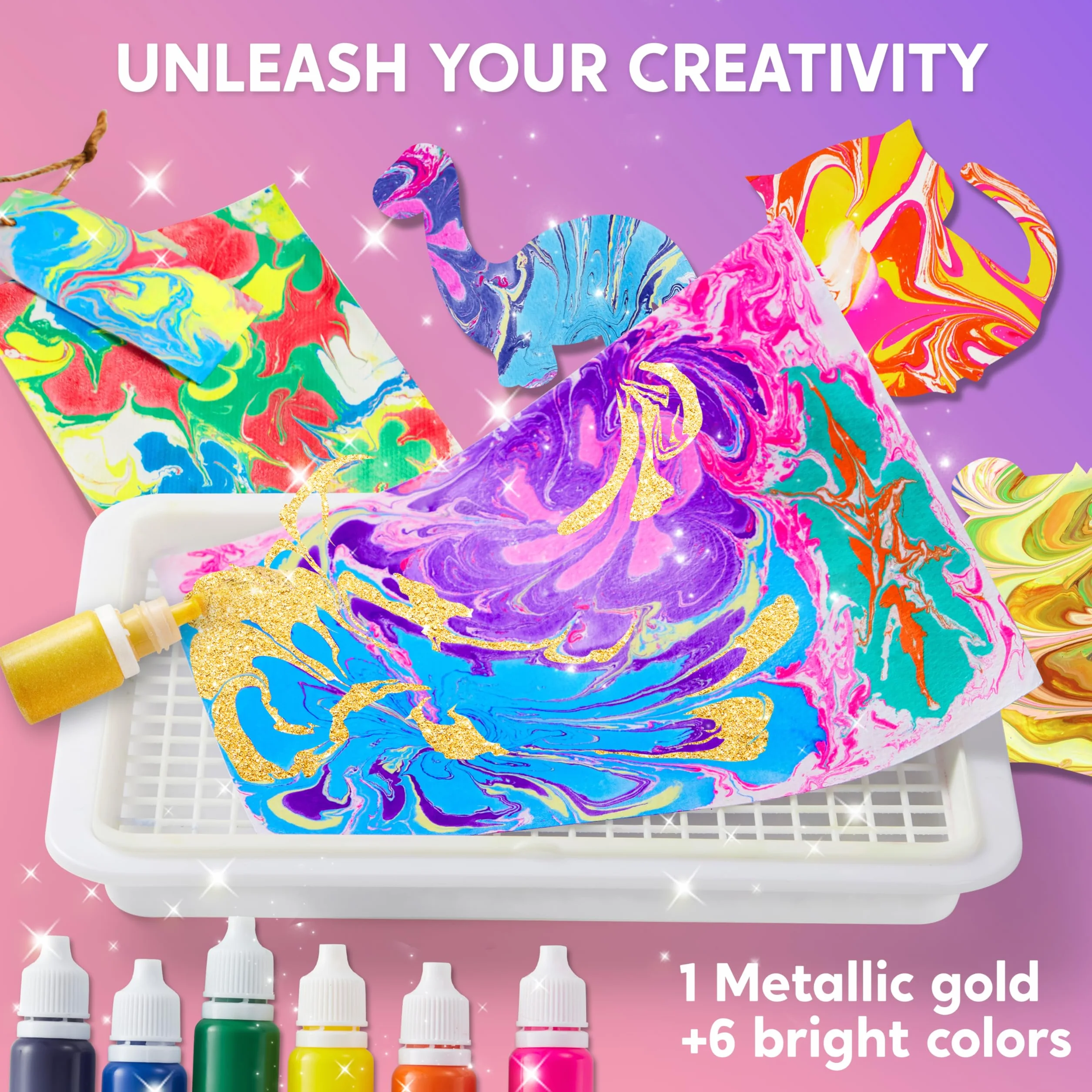 Klever Kits Farba do malowania marmurkami wodnymi dla dziewcząt 6-12 lat, Magic Marbling Paint Art, zestaw do rzemiosła artystycznego