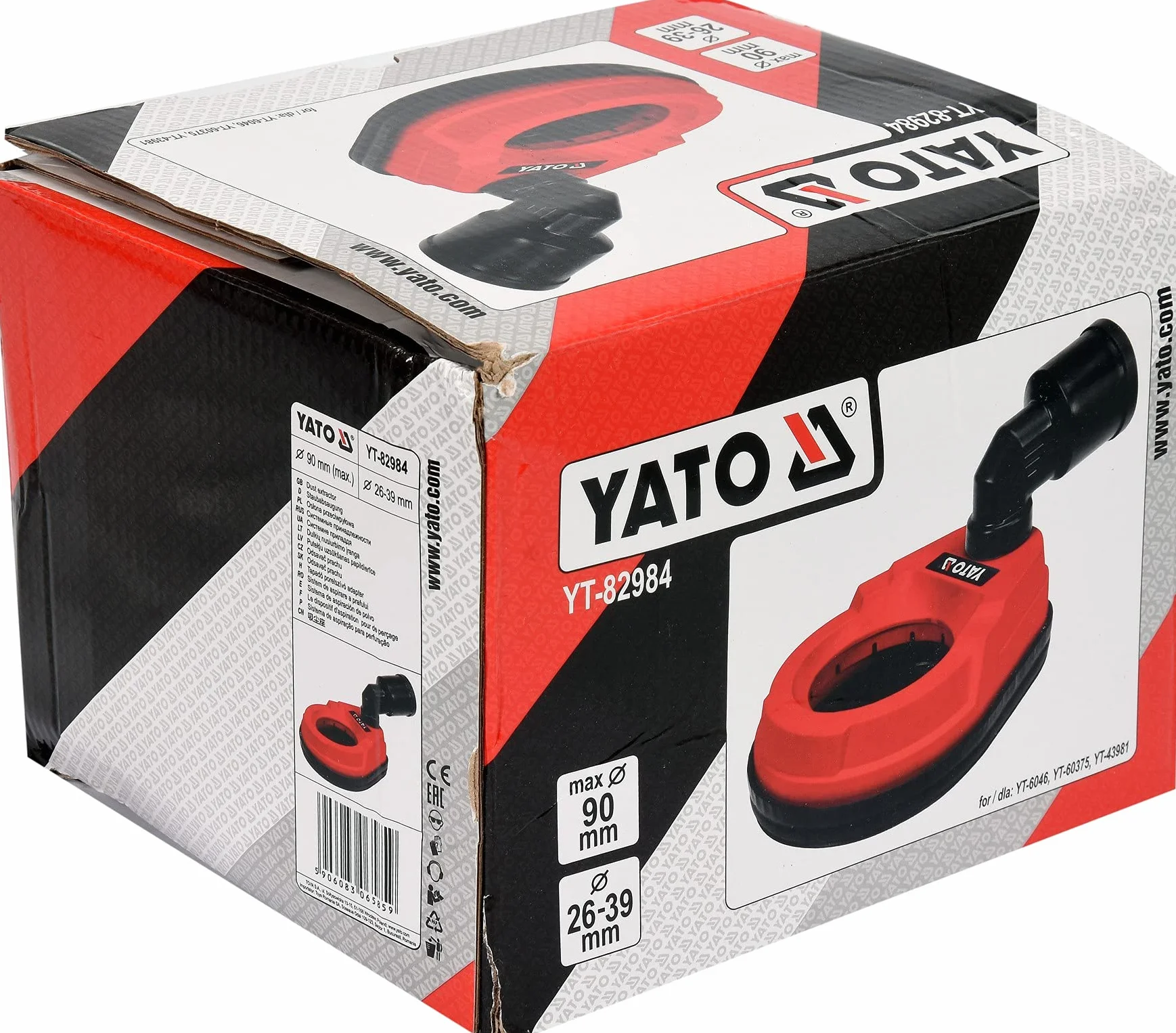 YATO profesjonalna uniwersalna osłona odsysająca do wierteł i wierteł do Ø 90 mm, adapter 29 – 36 mm do odkurzaczy, samoklejąca, bezpyłowa wiercenia, odsysania, wiertarki rdzeniowej, wiercenia puszek