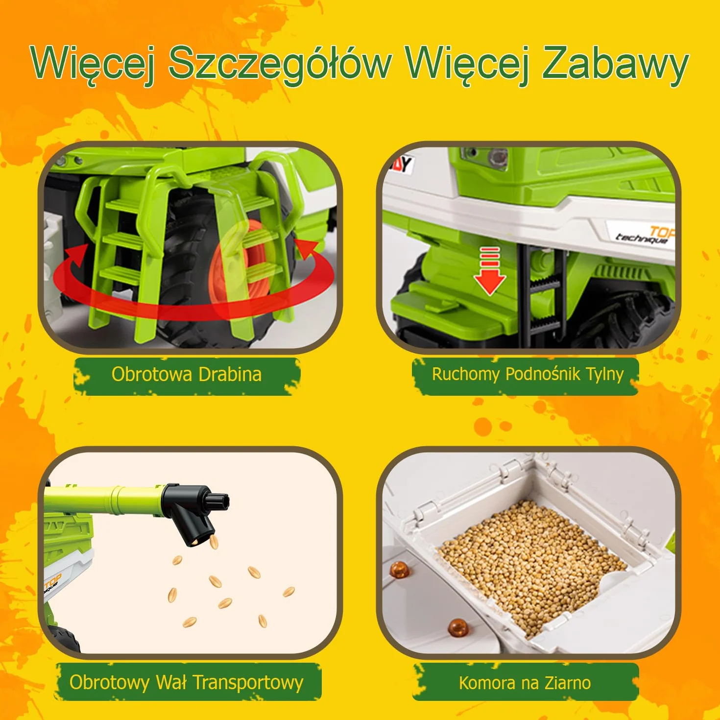 Zdalnie sterowany traktor kombajn zbożowy, traktor zdalnie sterowany kombajn od 3-6 lat, kombajn zabawka, rc buldog, Pojazd, Farma, Rolnictwo, Ciągnik, Maszyna żniwna, Praca w polu, Zabawka