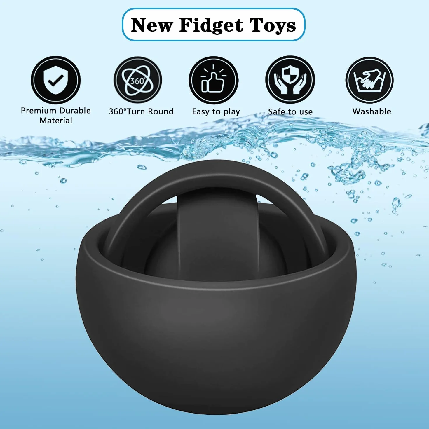 3D Infinite Flip Fidget, Dekompresja 3D Ball, niepokój Relief i palce Stres Zwalniające Zabawki sensoryczne Zabawki ADHD Toys Interaktywne zabawki dla dzieci Dorosłych i Czarny