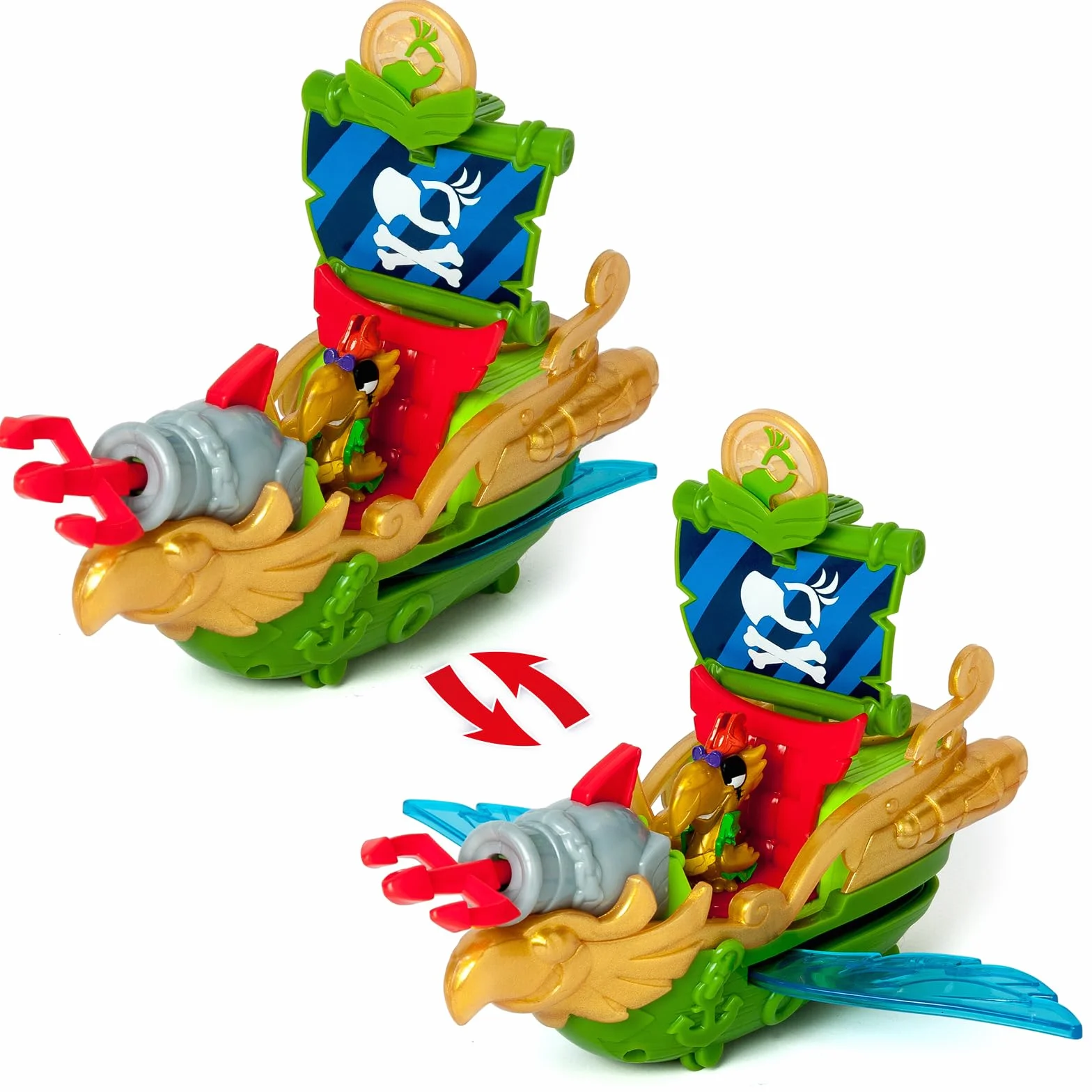 PIRATIX ADVENTURE WORLD Łódź piracka w kształcie papugi, w zestawie 1 statek piracki, 1 ekskluzywny piratix, 1 ekskluzywny skarb, 1 x akcesorium, 1 armata i 1 pocisk