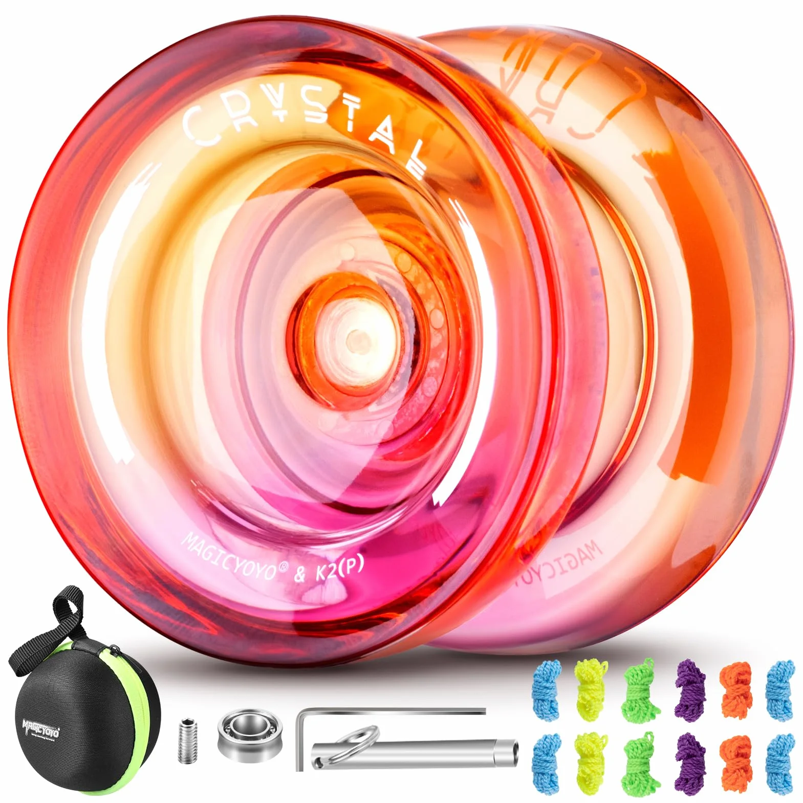 MAGICYOYO K2 Responsive JoJo dla dzieci, Dual Purpose Yoyo dla początkujących/zaawansowanych, Extra Replacement Unresponsive Yo Bearing + 12 Jo Strings + Removal Tool+ Axle + Yo-Yo Bag