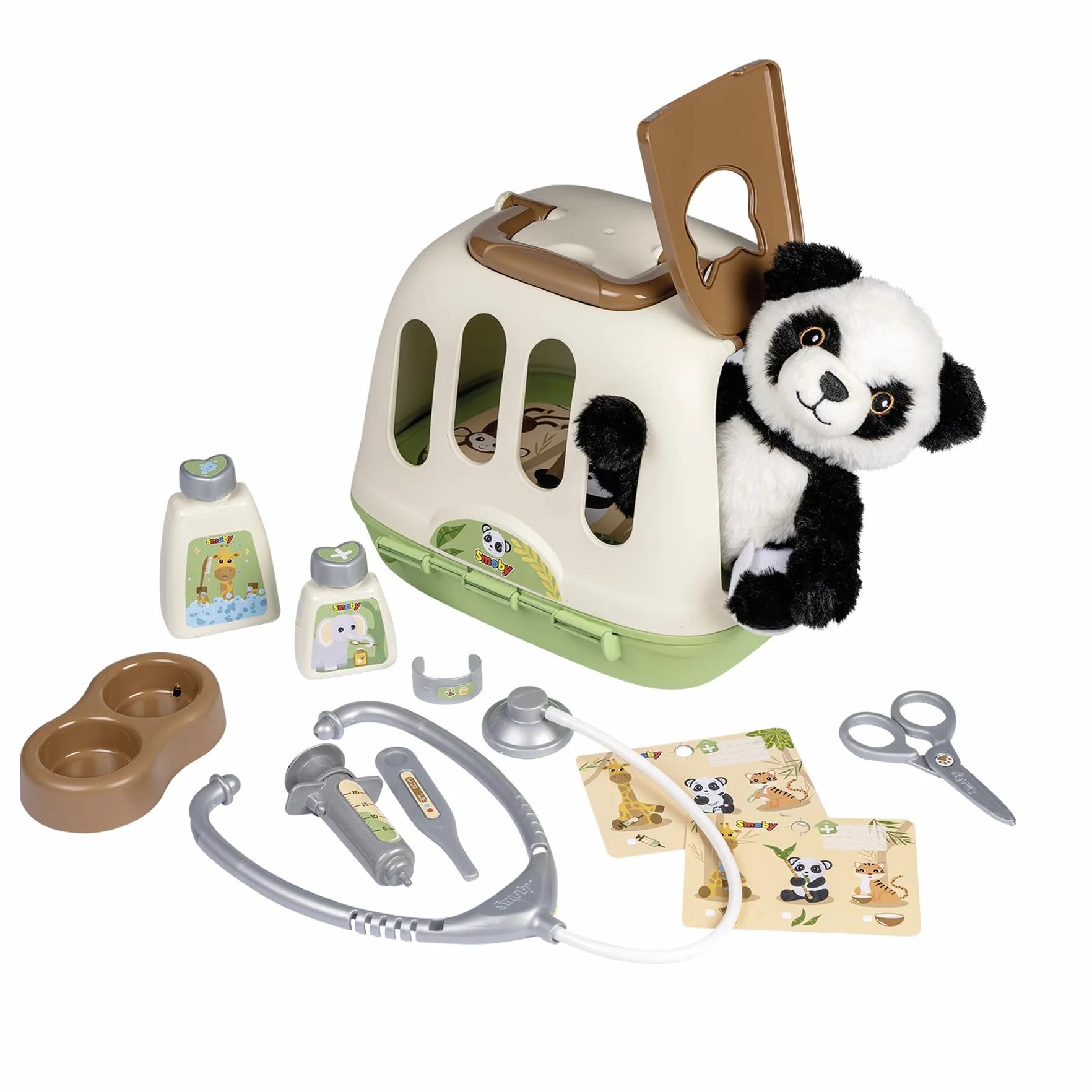 Smoby - 2 w 1 walizeczka weterynaryjna - klatka transportowa - w zestawie pluszowa panda - liczne akcesoria - łatwy transport - od 3 lat - wyprodukowano we Francji