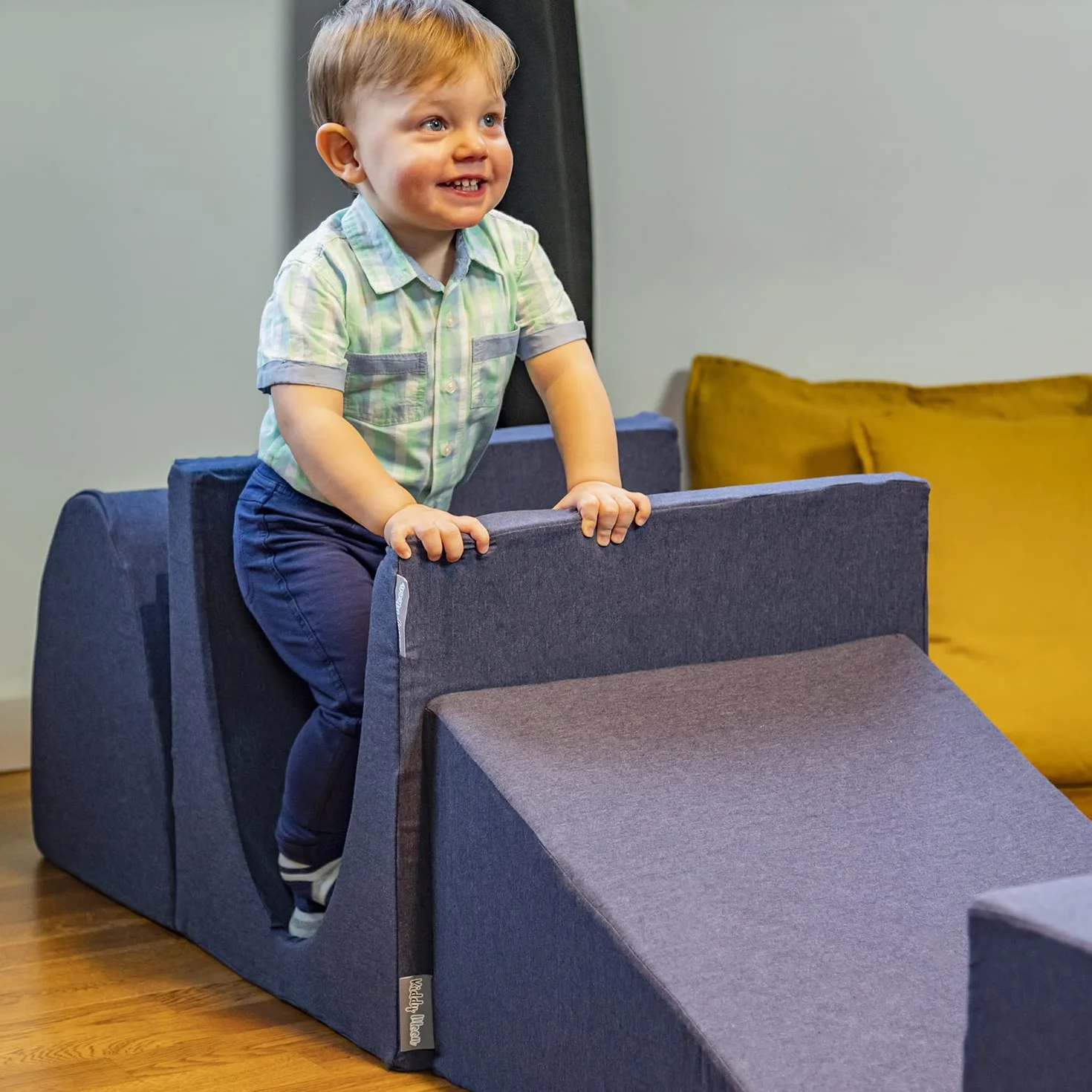 KiddyMoon plac zabaw z pianki z okrągłym brodzikiem z piłeczkami (200 piłeczek) brodziki z piłeczkami dla niemowląt, z przeszkodami, wyprodukowane w UE, ciemno niebieski: jasnozielony/żółty/turkusowy