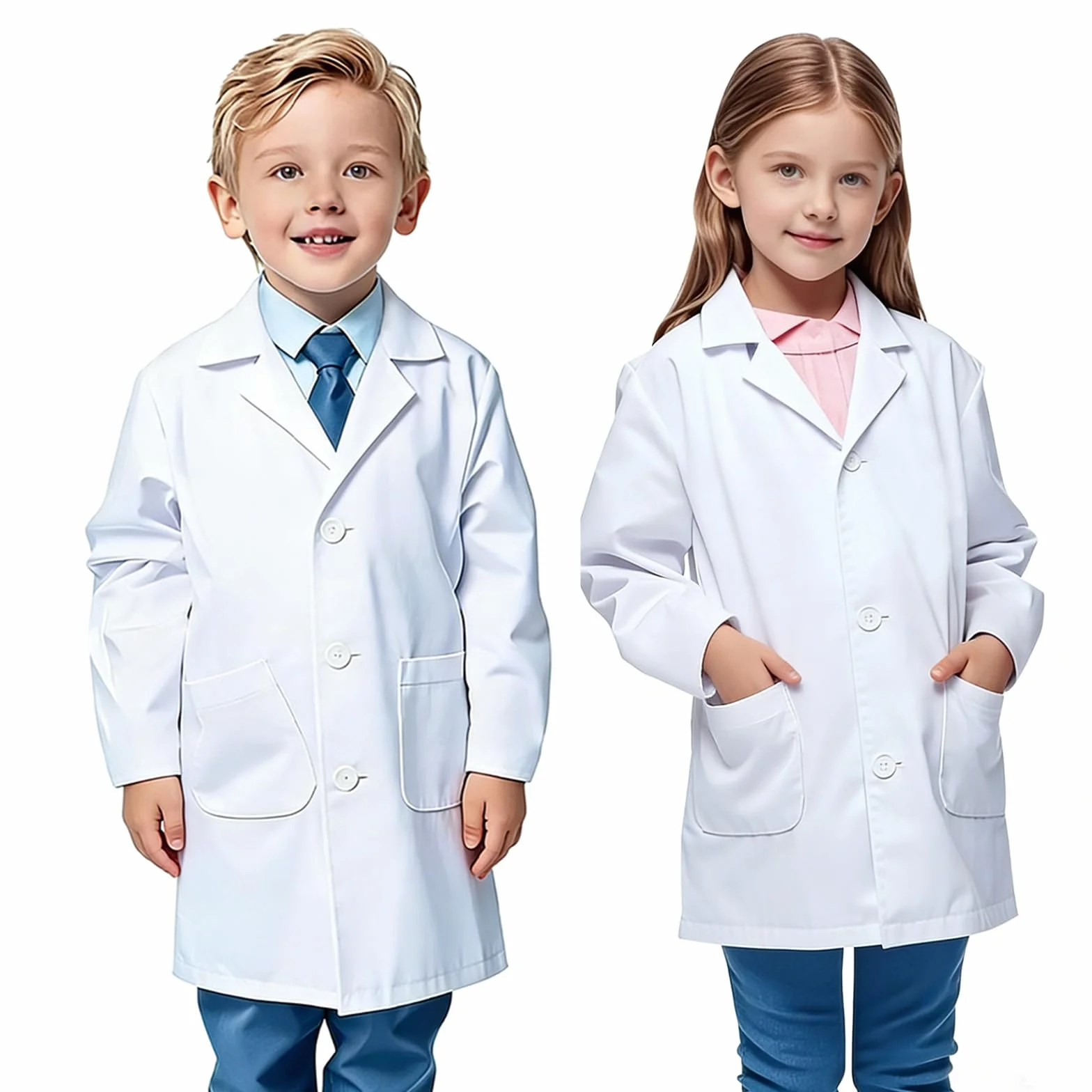 Szlafrok laboratoryjny dla dzieci, biały fartuch laboratoryjny dla dzieci, dziewczynka, z okularami ochronnymi i pozwoleniem na pracę, kostium lekarza dziecka, szlafrok naukowy dla studentów