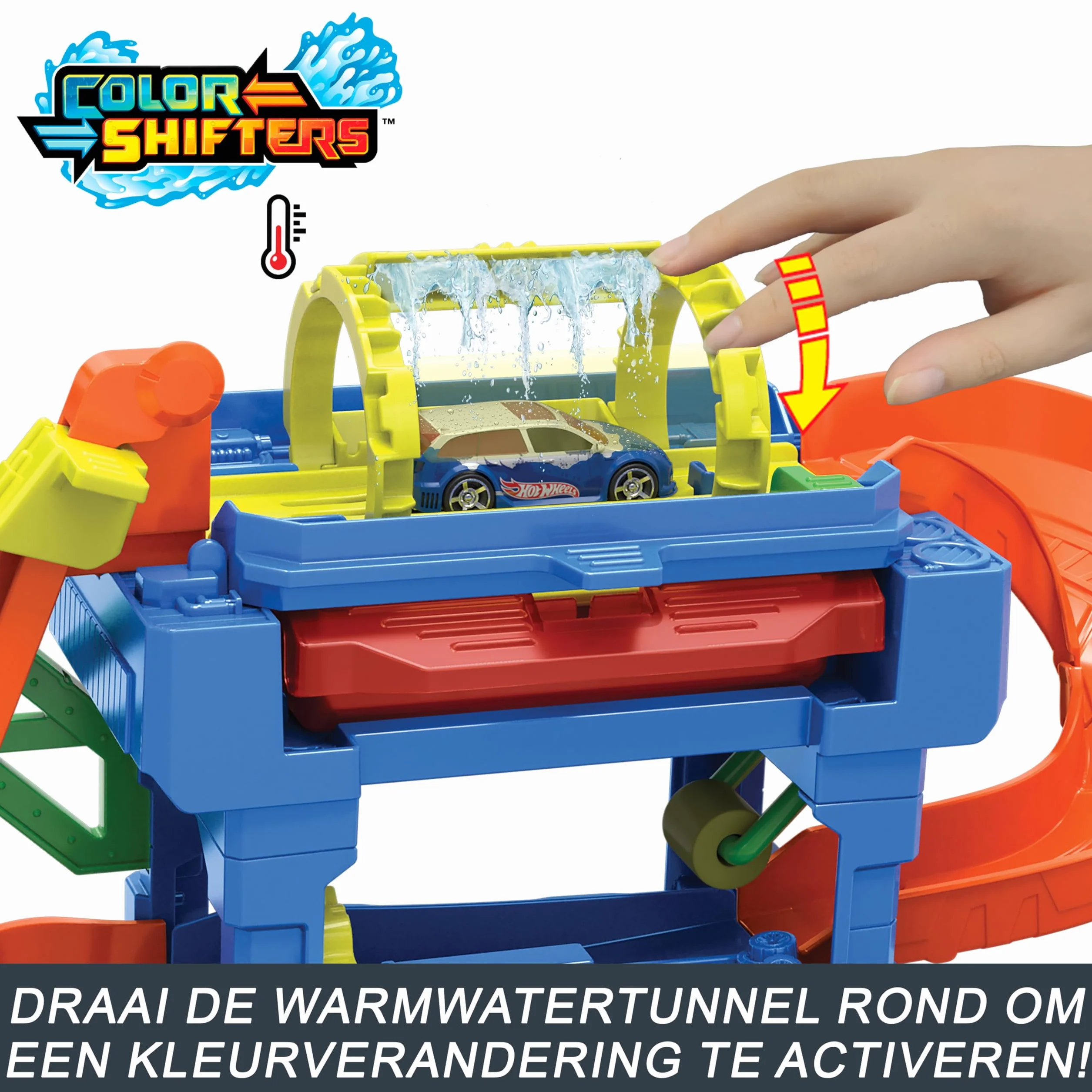 Hot Wheels City „Let's Race – Na start!” Netflix - Myjnia Odjazdowe zakręty Zestaw z 1 samochodzikiem Color Shifters w skali 1:64, HTN80