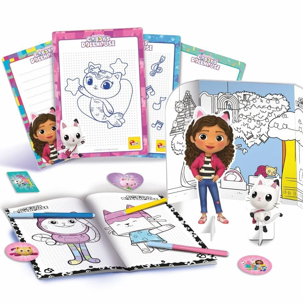 Lisciani giochi - GABBY'S DOLLHOUSE - plecak szkolny do kolorowania i rysowania - dla dzieci od 4 lat - z pisakami filcowymi, kredkami i kolorowymi stronami - Gabby's Dollhouse Ręczna aktywność