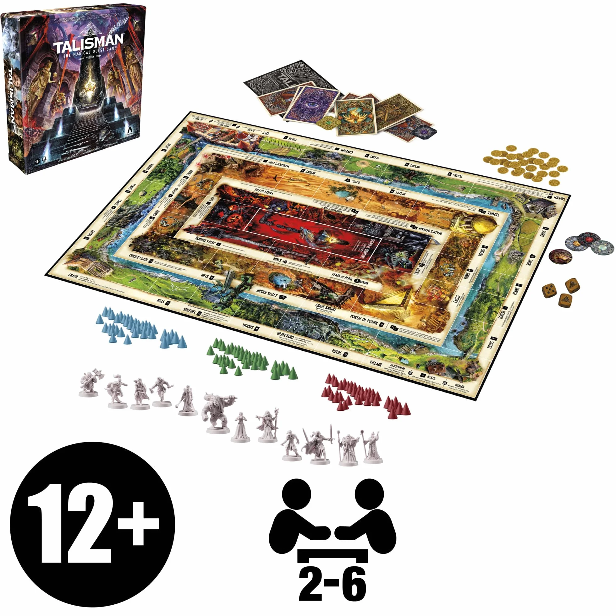 Avalon Hill Talisman: The Magical Quest Board Game, 5. edycja | Fantasy Tabletop Adventure Games | Od 12 lat i więcej | 2 do 6 graczy | Gry strategiczne RPG