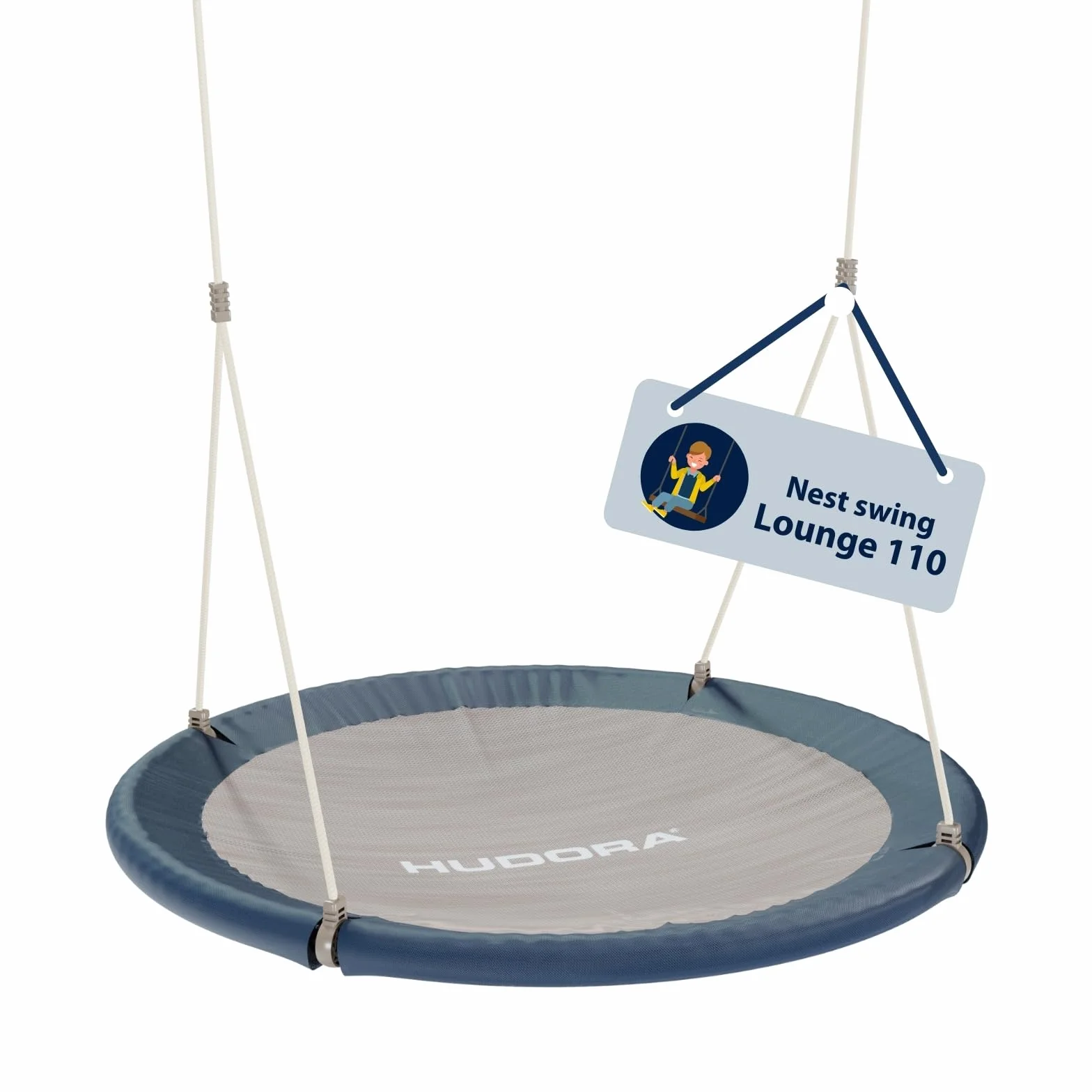 HUDORA Huśtawka gniazdowa Lounge 110 cm, dla dzieci i dorosłych, do użytku na zewnątrz i wewnątrz – huśtawka wisząca do ogrodu, obciążenie 150 kg, kolor Midnight