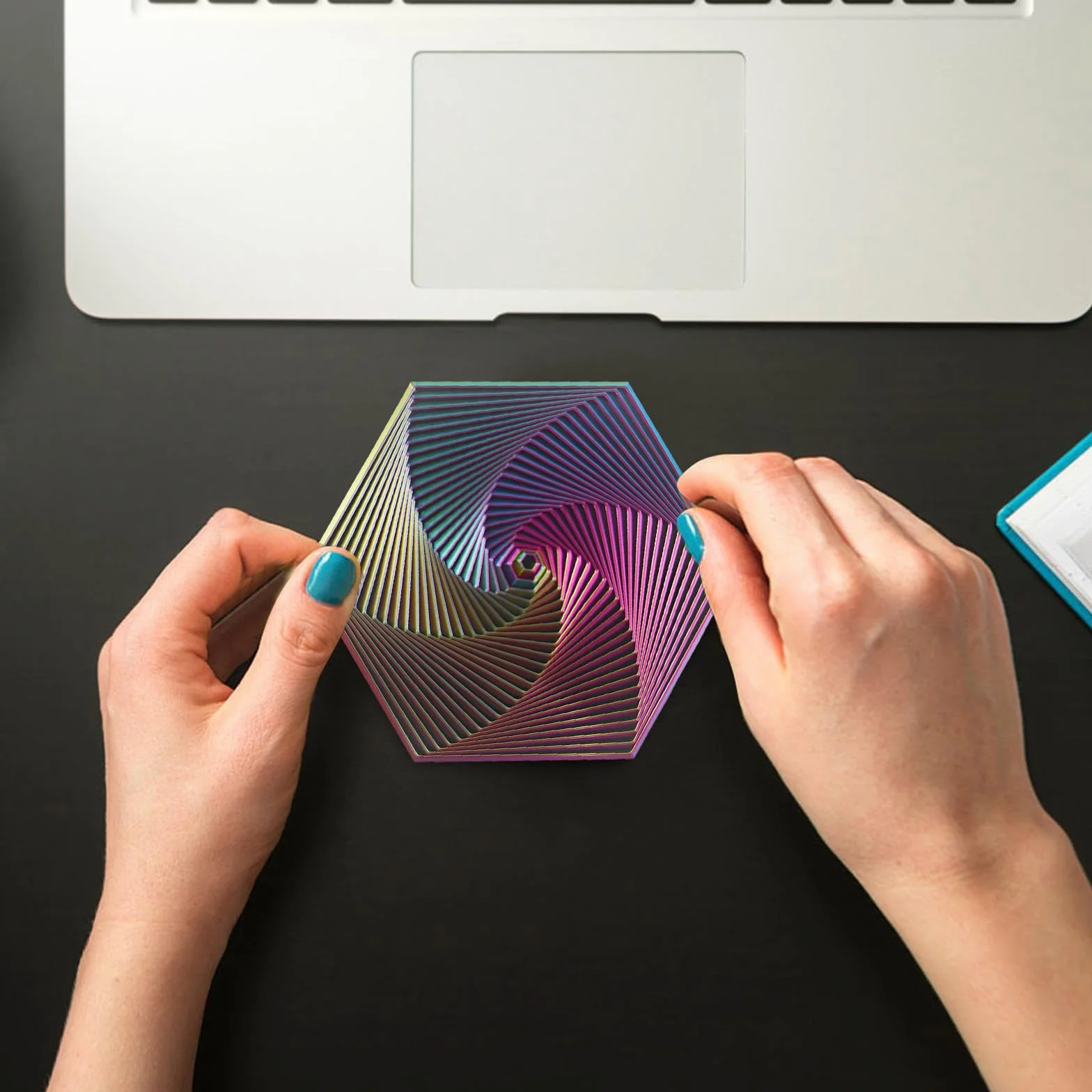 14,5 cm Fractal Fidget Hexagon 3D, antystresowe zabawki Fidget, zabawki antystresowe dla dorosłych i dzieci, gry sensoryczne autyzm, sześciokątna geometryczna zabawka sensoryczna (fioletowa)