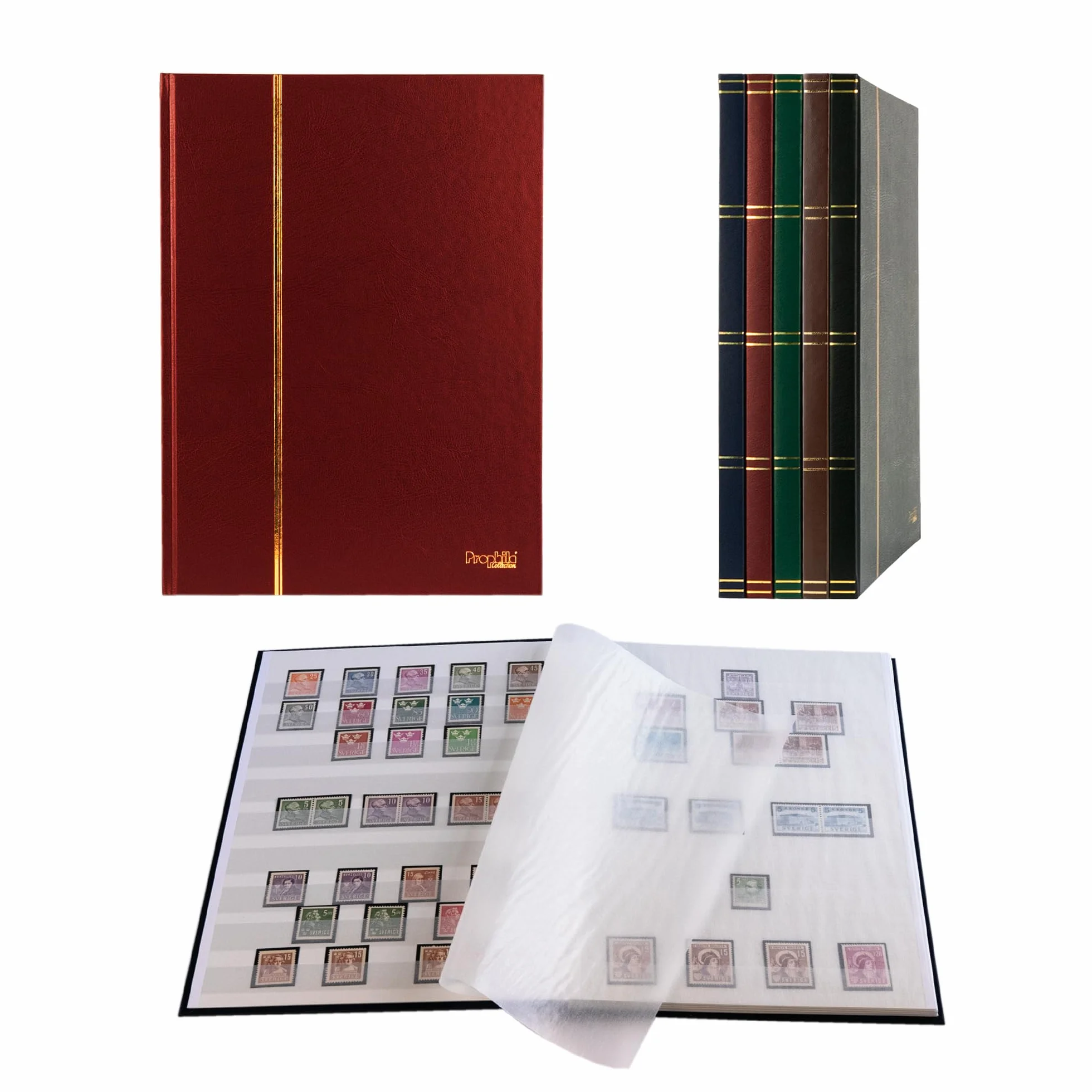 Prophila Collection 16 białych stron A4 okładka znaczków pocztowych czerwona