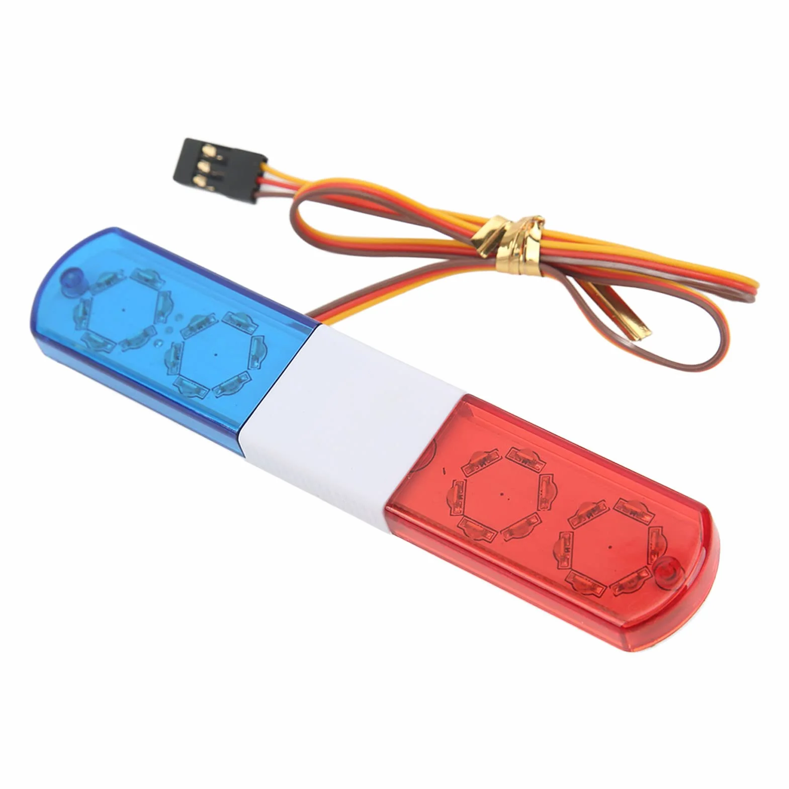 RC Car Police Flash Light, Symulacja Projektowania 4 Tryby RC LED Police Light Alarmujące światło dla 1/8 1/10 RC Cars, RC Model LED Police Night Light Bar Flash Lamp(czerwony niebieski)
