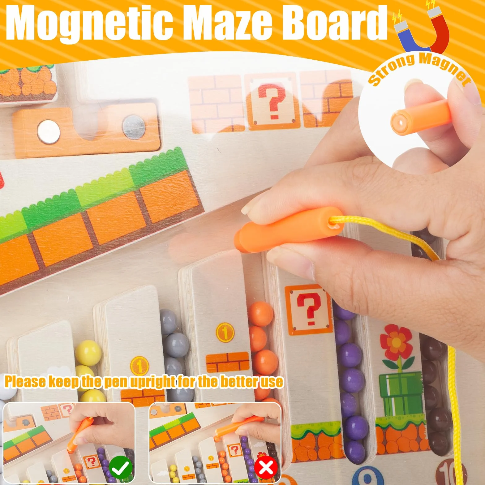 Montessori zabawka od 2, 3, 4, 5, 6 lat, magnetyczna gra labirynt kolory, nauka sortowania, gry dla dzieci od 2 do 6 lat