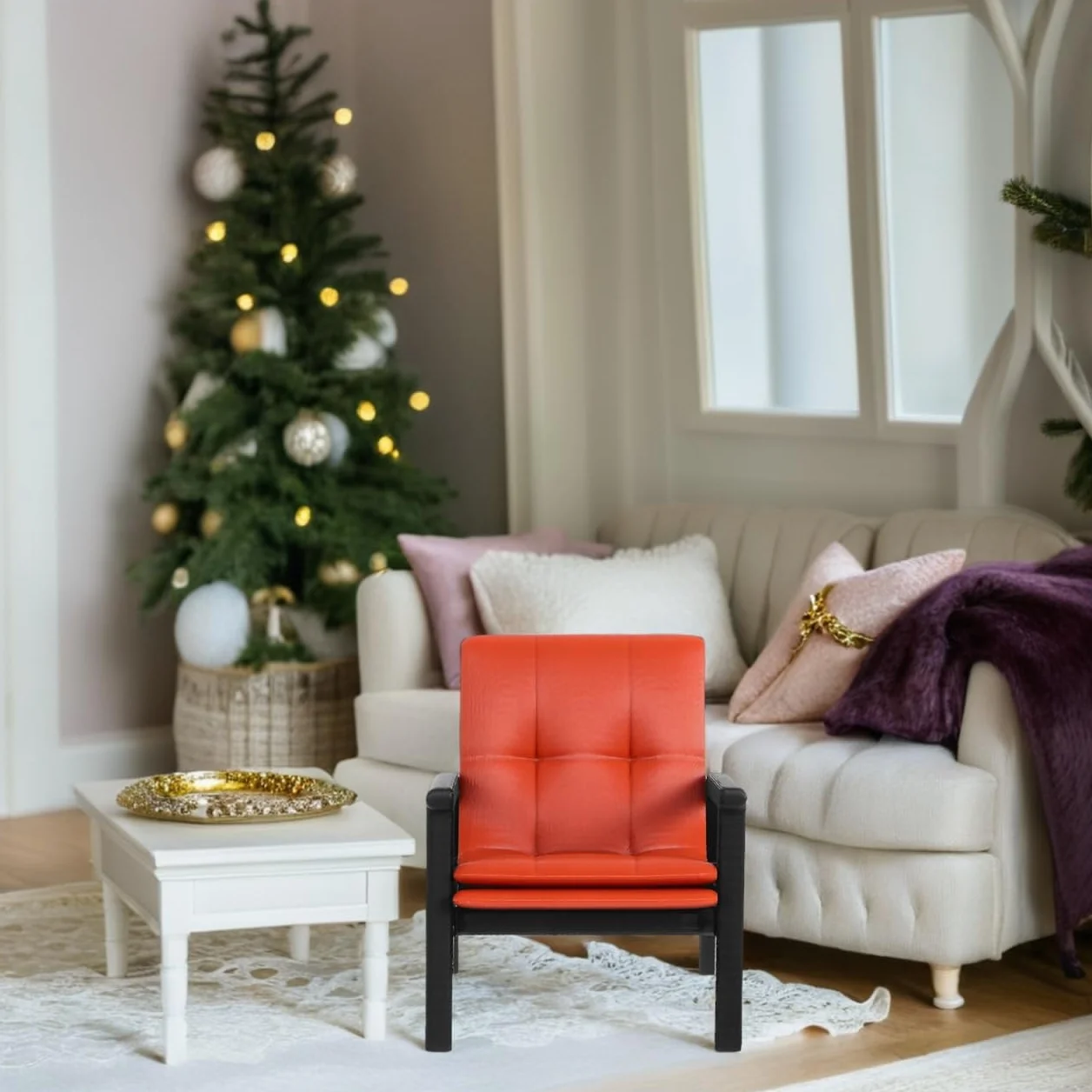Zerodeko Miniaturowy fotel, pojedyncza sofa, fotel 1:12, miniaturowe meble, akcesoria, meble, dekoracja, urodziny, wesele, przyjęcie