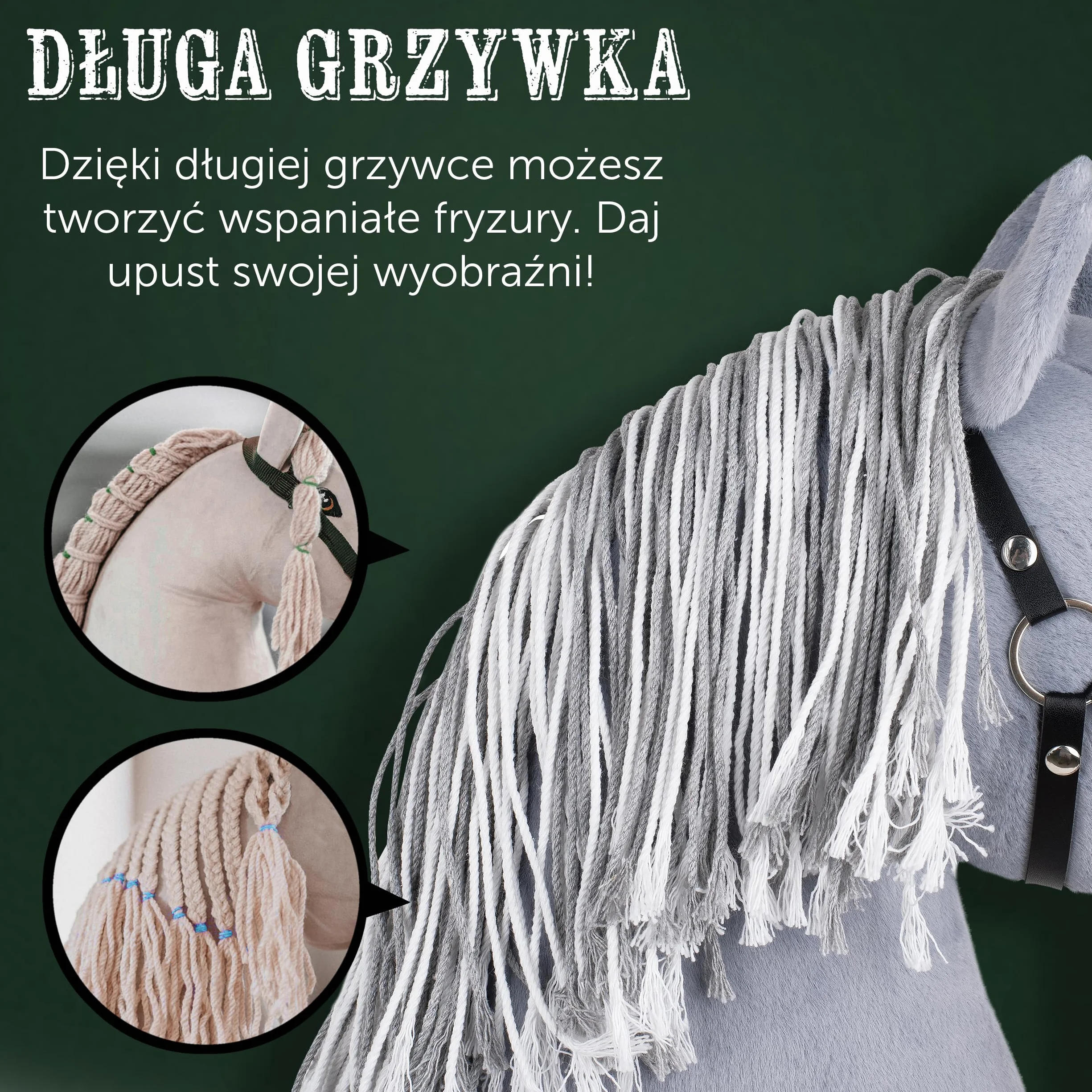 Pink Papaya Hobby Horse z uzda i trense, koń kijowy do hobby, konik do jazdy konnej dla dzieci