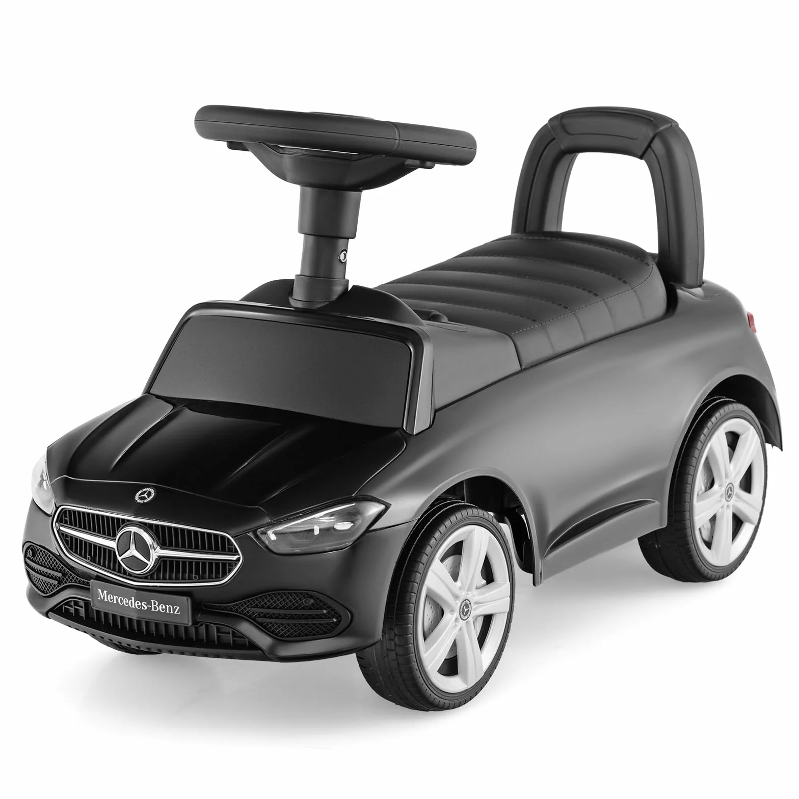 COSTWAY Mercedes-Benz jeździk, pojazd do jazdy z miejscem do przechowywania pod siedzeniem, samochód do pchania z klaksonem i dźwiękiem silnika, jeździk dla dzieci od 1 roku (czarny)