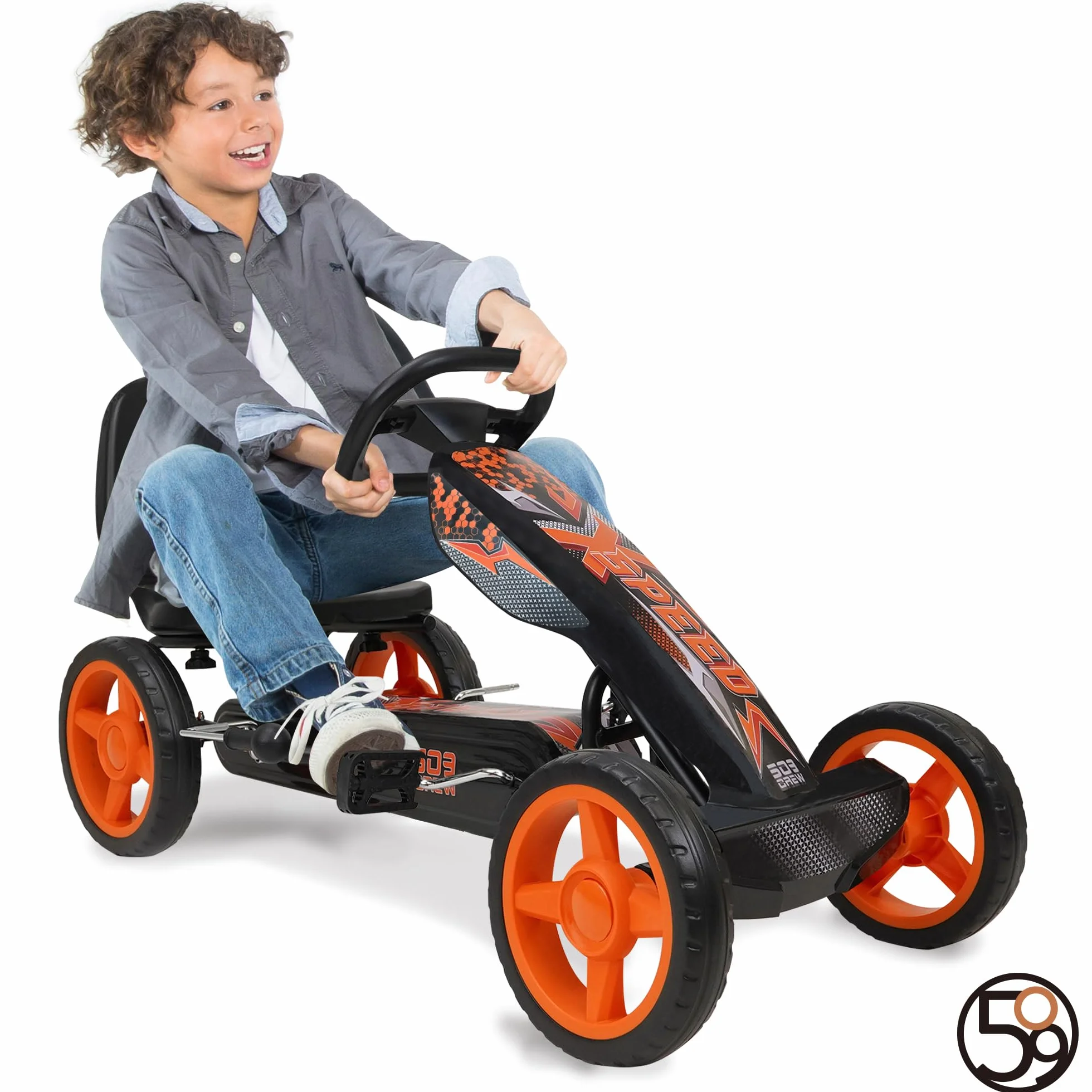 Crew XSpeed gokart pomarańczowy 4-szprychowe koła Ø 25 cm hamulec ręczny od 4 lat