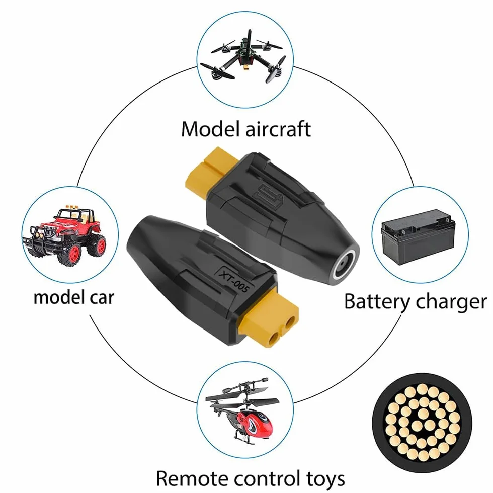 Adapter XT60 gniazdo SC100 protokół na DC 5,5 x 2,1 mm gniazdo adapter do szybkiego ładowania do akumulatora RC Lipo Quadcopter Multicopter Model lotniczy