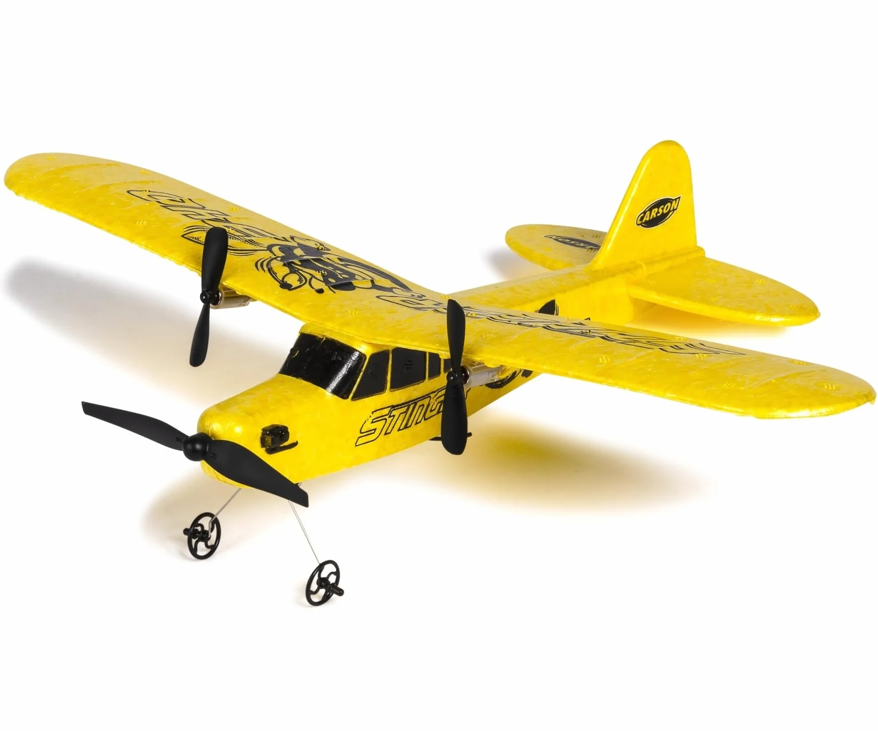 Carson 500505029 Stinger 340 2.4G 100% RTF - zdalnie sterowany model samolotu, samolot RC, solidny model RTF (Ready to Fly) dla początkujących, z bateriami i pilotem, żółty