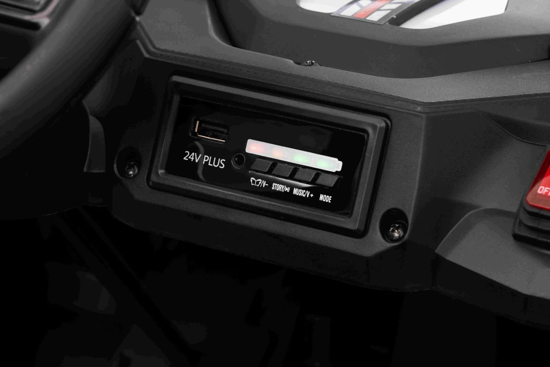 T-REX Ride 4x4 elektryczny samochód dla dzieci, 24 V, 24 V, biały, odtwarzacz MP3 z wejściem USB/AUX, 4 x 4, akumulator litowy, zawieszenie, pilot zdalnego sterowania, oświetlenie LED