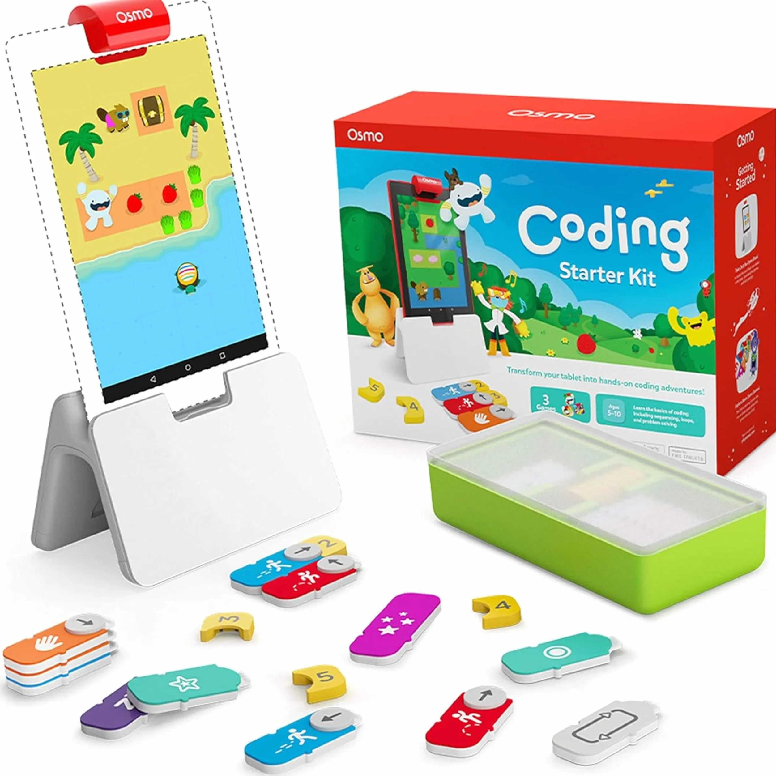 Osmo - Coding Starter Kit for Fire Tablet - 3 Educational Learning Games - Ages 5-10+ - Learn to Code, Coding Basics & Coding Puzzles - STEM Toy (Osmo Fire Tablet Base Included)