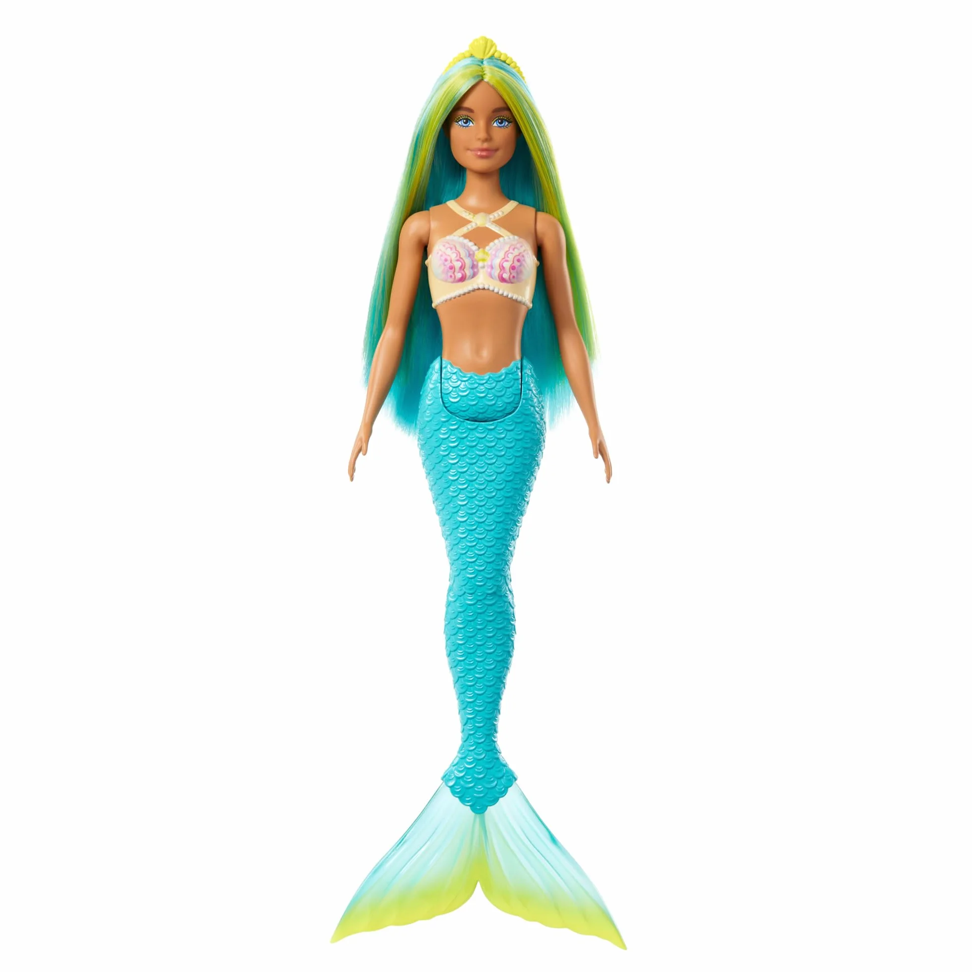 Barbie Mermaid Doll Fantasy Hair and Headband Shell Bodice Turquoise Tail Toy