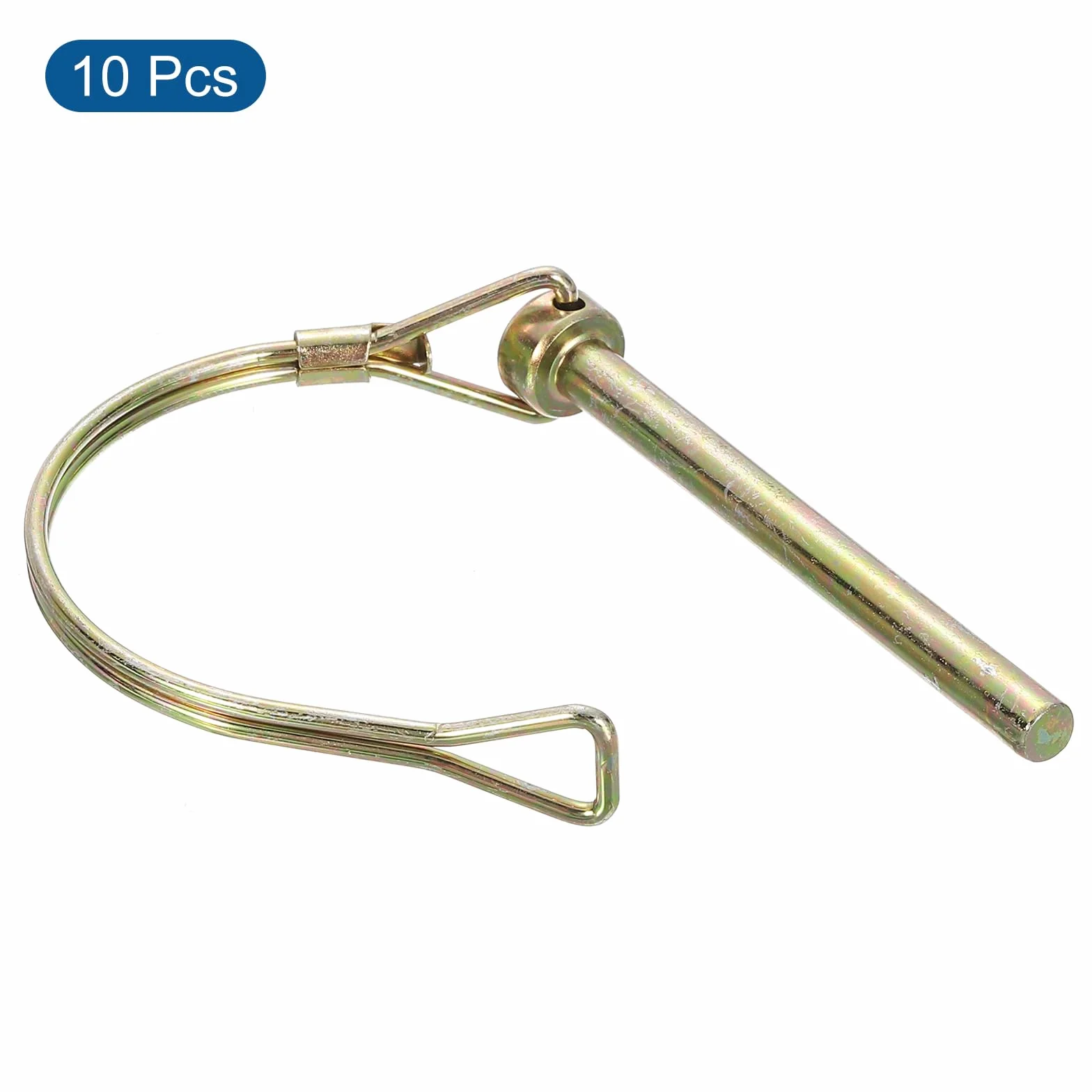 QUARKZMAN 10 sztuk zawleczek rurowych 6,3 x 70 mm do zawleczek 1/4" x 2-3/4" z pierścieniem, kołki do przyczepy, okrągłe bolce do łodzi, kajaka, przyczepy, traktora, wagonu, kolor złoty
