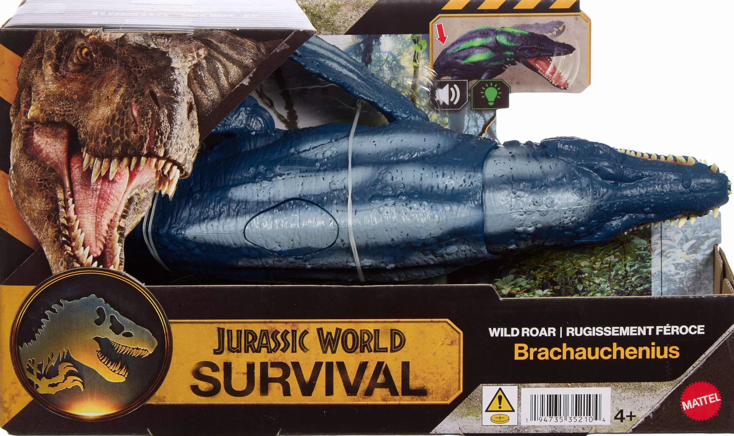 Mattel Jurassic World Brachauchenius Ryczący dinozaur Figurka, wielokierunkowy atak, dźwięk, zabawka interaktywna dla dzieci 4+, JKL79