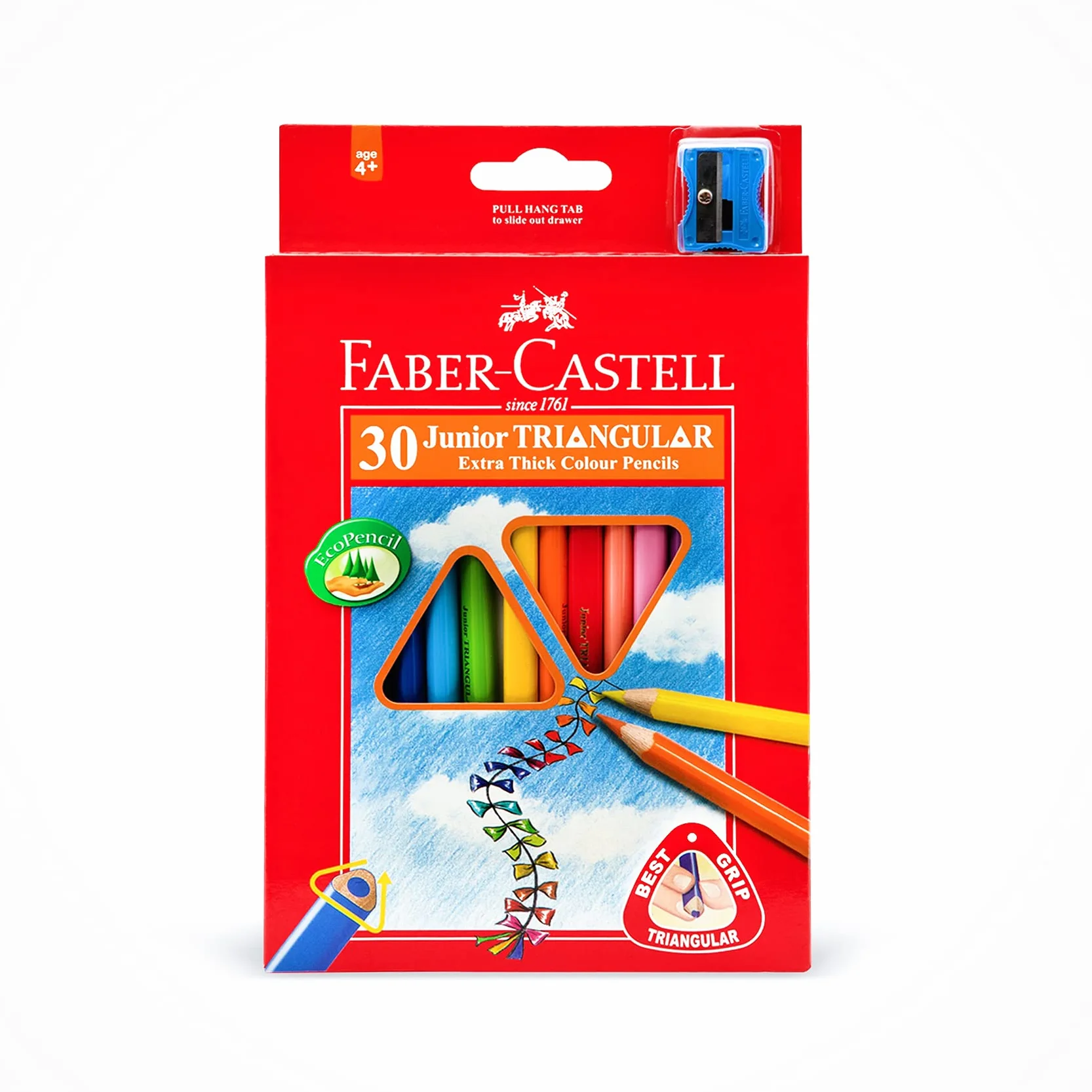 FABER-CASTELL 116530 – kredki trójkątne Jumbo, 30 kredek w kartonowym etui, dla dzieci i dorosłych