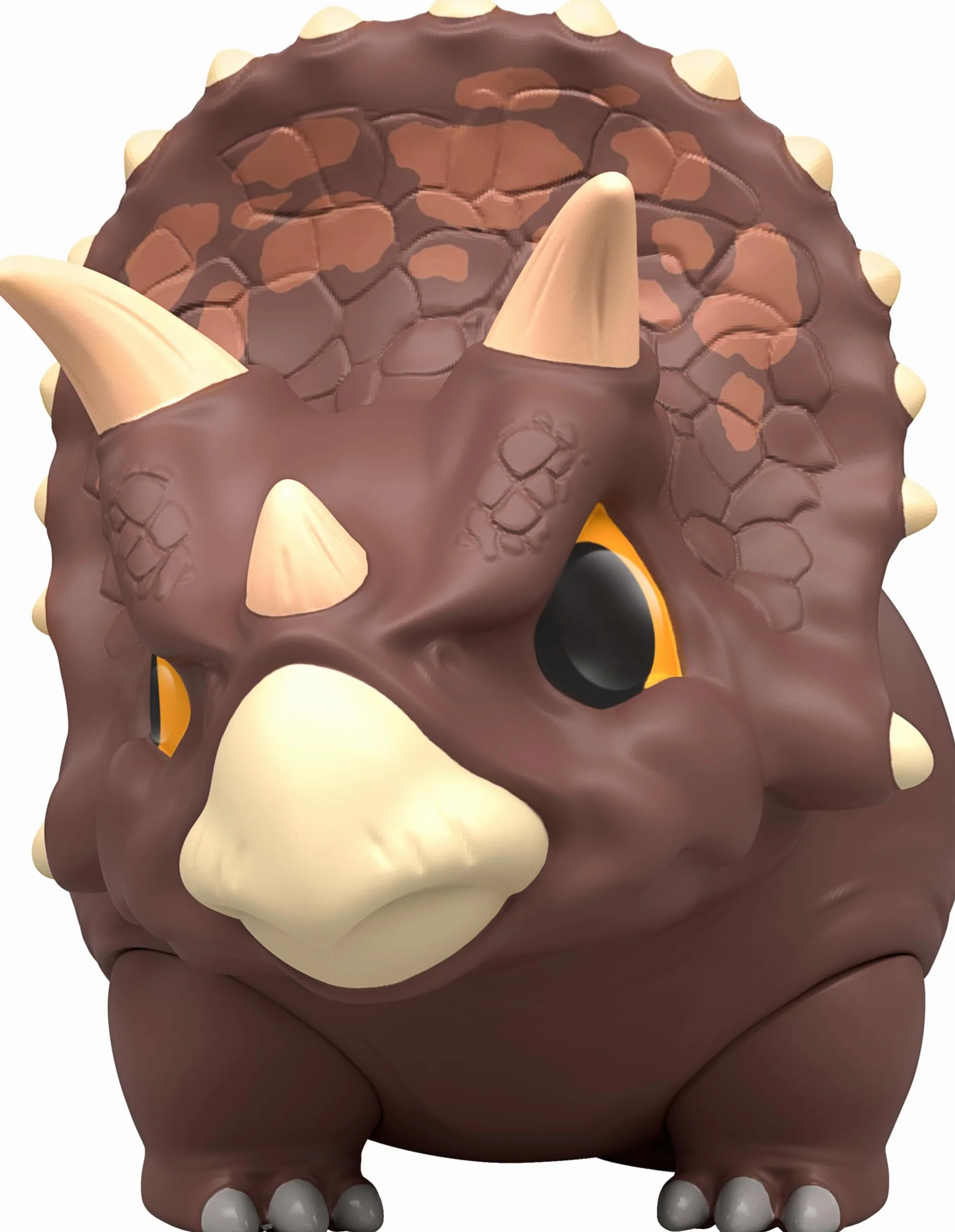 Mattel Jurassic World Bite Club figurka kolekcjonerska, stylizowany dinozaur triceratops chubby około 10,2 cm z akcesoriami, HVB39