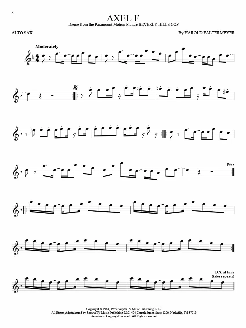 101 movie hits for alto saxophone