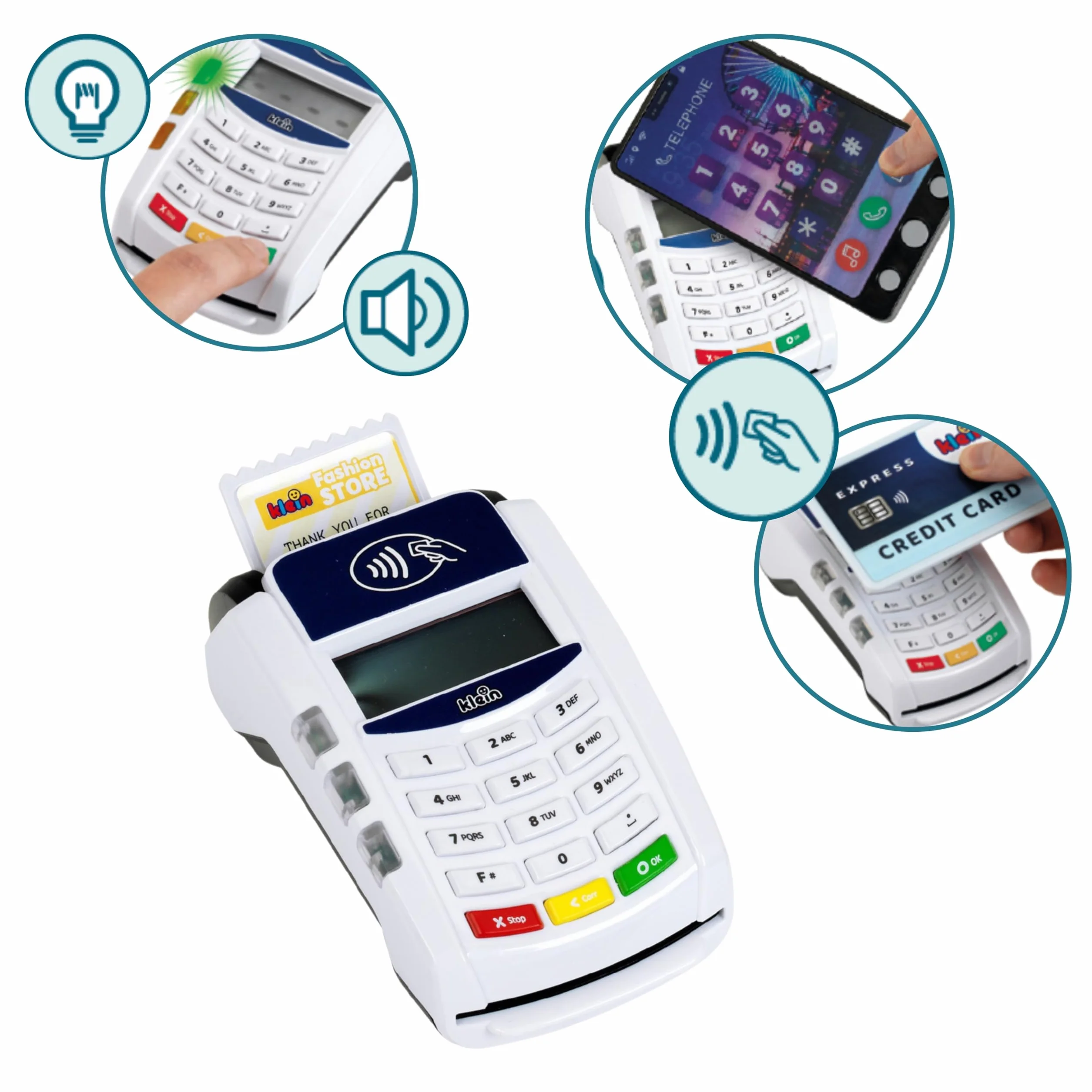 Theo Klein 7274 Terminal PoS i Smartfon dla dzieci | Z efektem wietlnym, dwikowym i funkcj patnoci zblieniowej | Zabawka dla dzieci od 3 lat