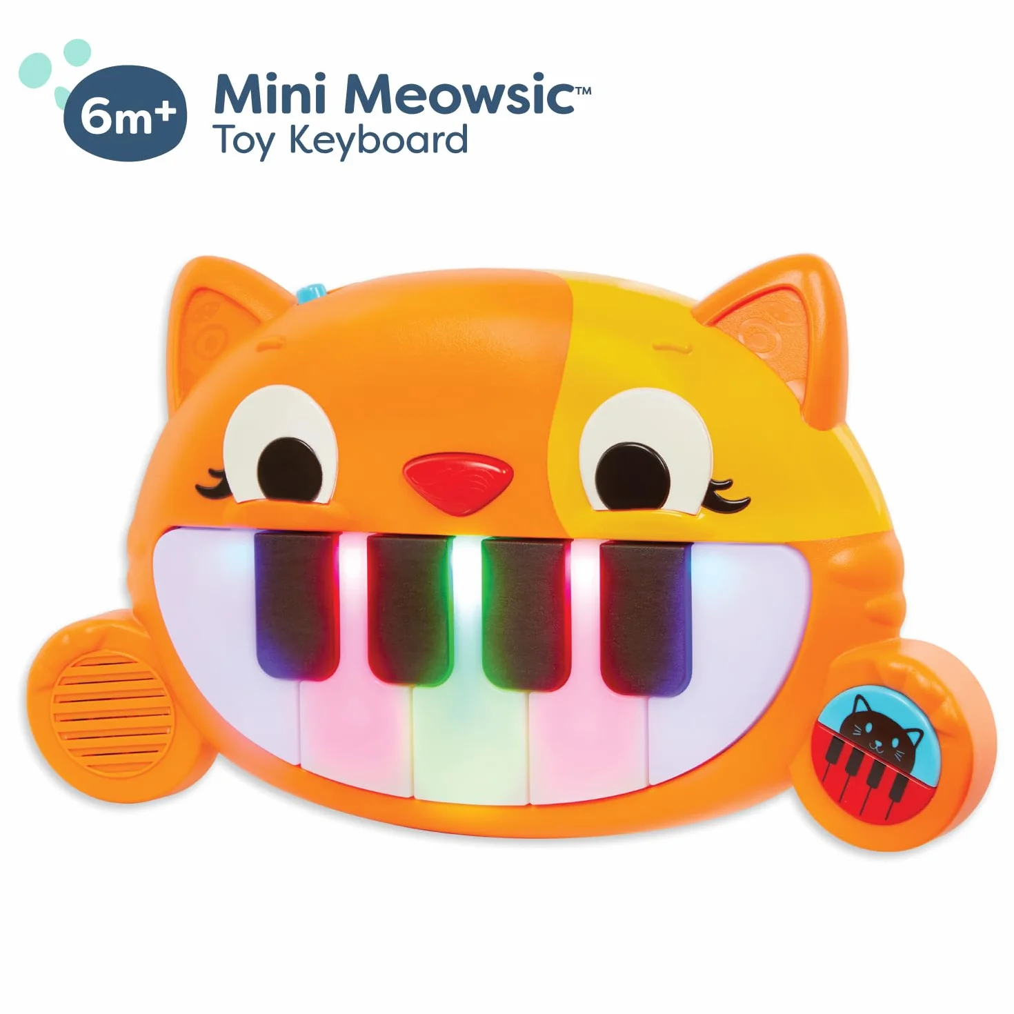 B. Zabawki - Mini Klawiatura Zabawkowa, Fortepian dla dzieci, Piosenki, Dźwięki i Światła, Sensoryczne Zabawki dla niemowląt - Mini Meowsic - 6 miesięcy +