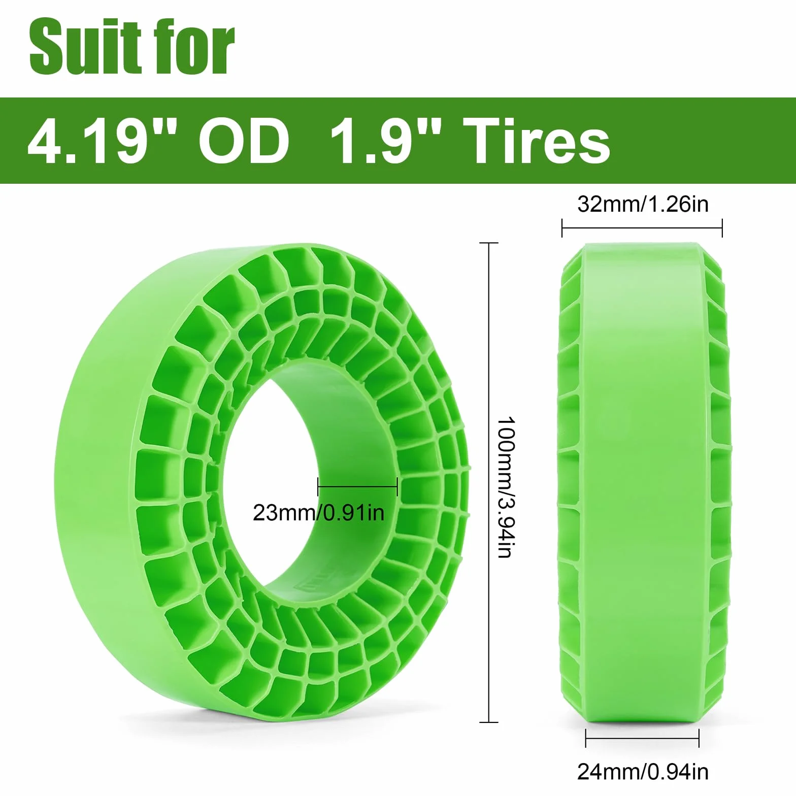 INJORA Wkładki z silikonowej gumy piankowej do opon 106-108mm 2.7" (Zielone)